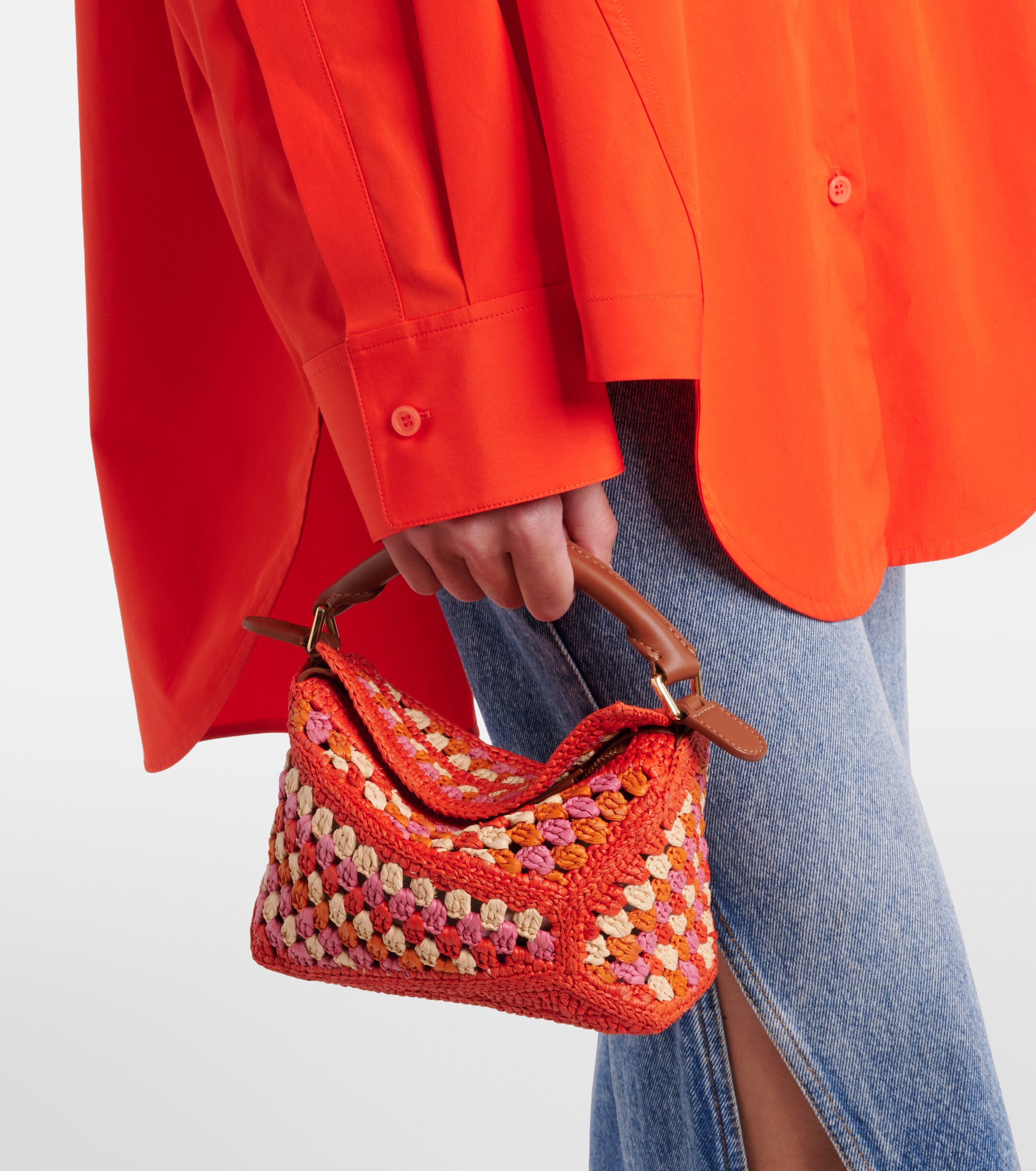 Loewe Paula's Ibiza Puzzle Mini raffia top-handle bag