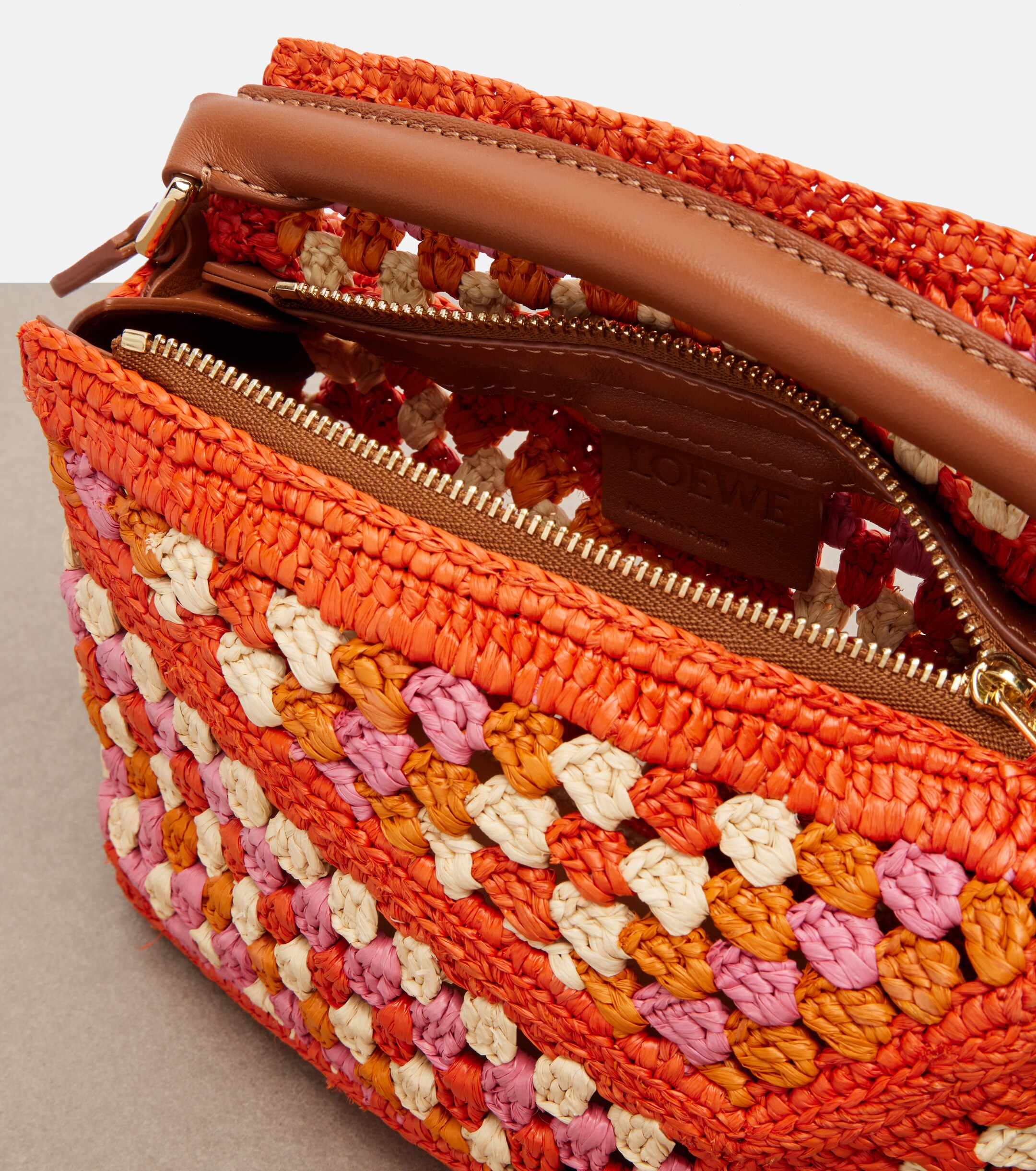 Loewe Paula's Ibiza Puzzle Mini raffia top-handle bag