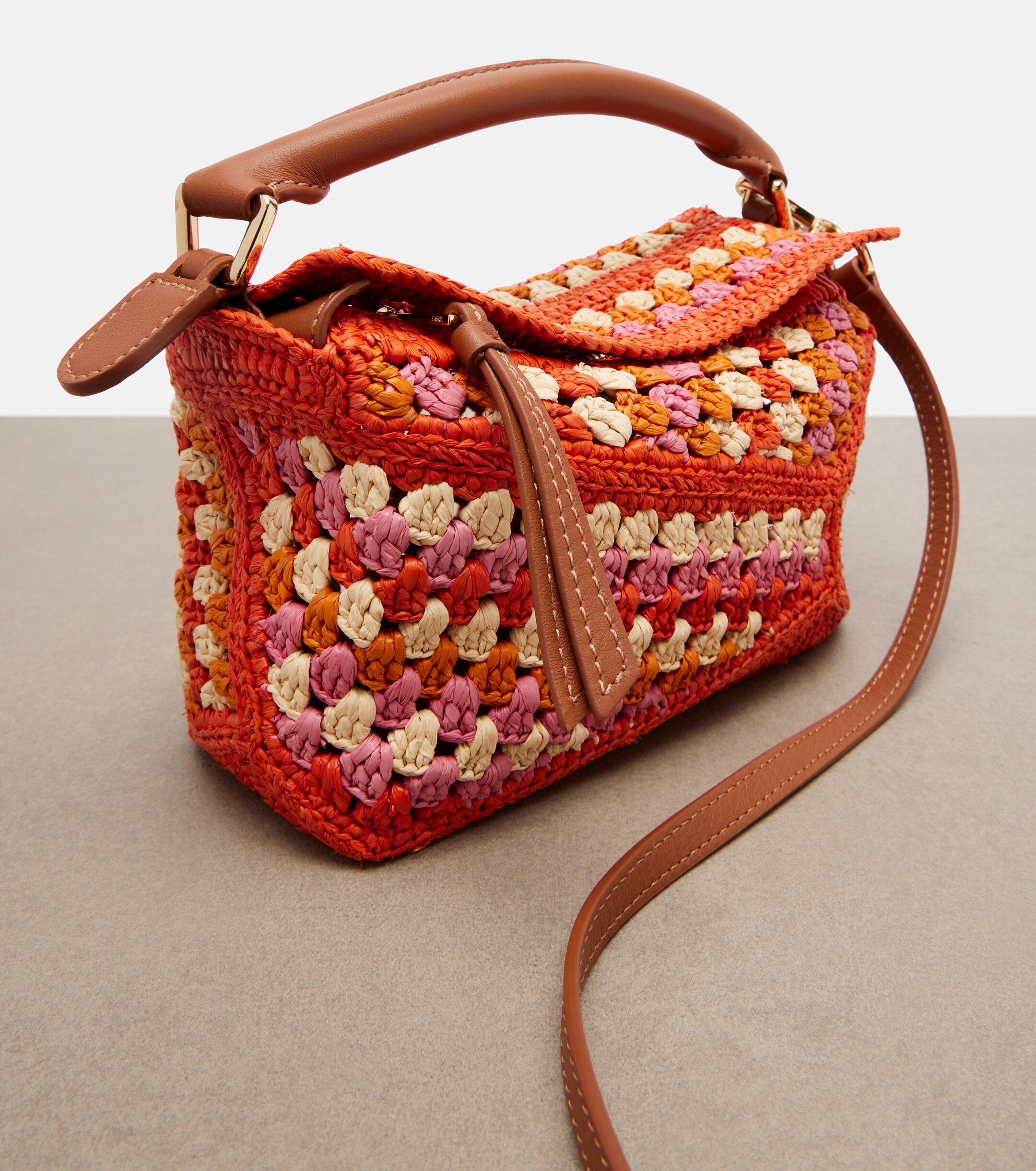 Loewe Paula's Ibiza Puzzle Mini raffia top-handle bag