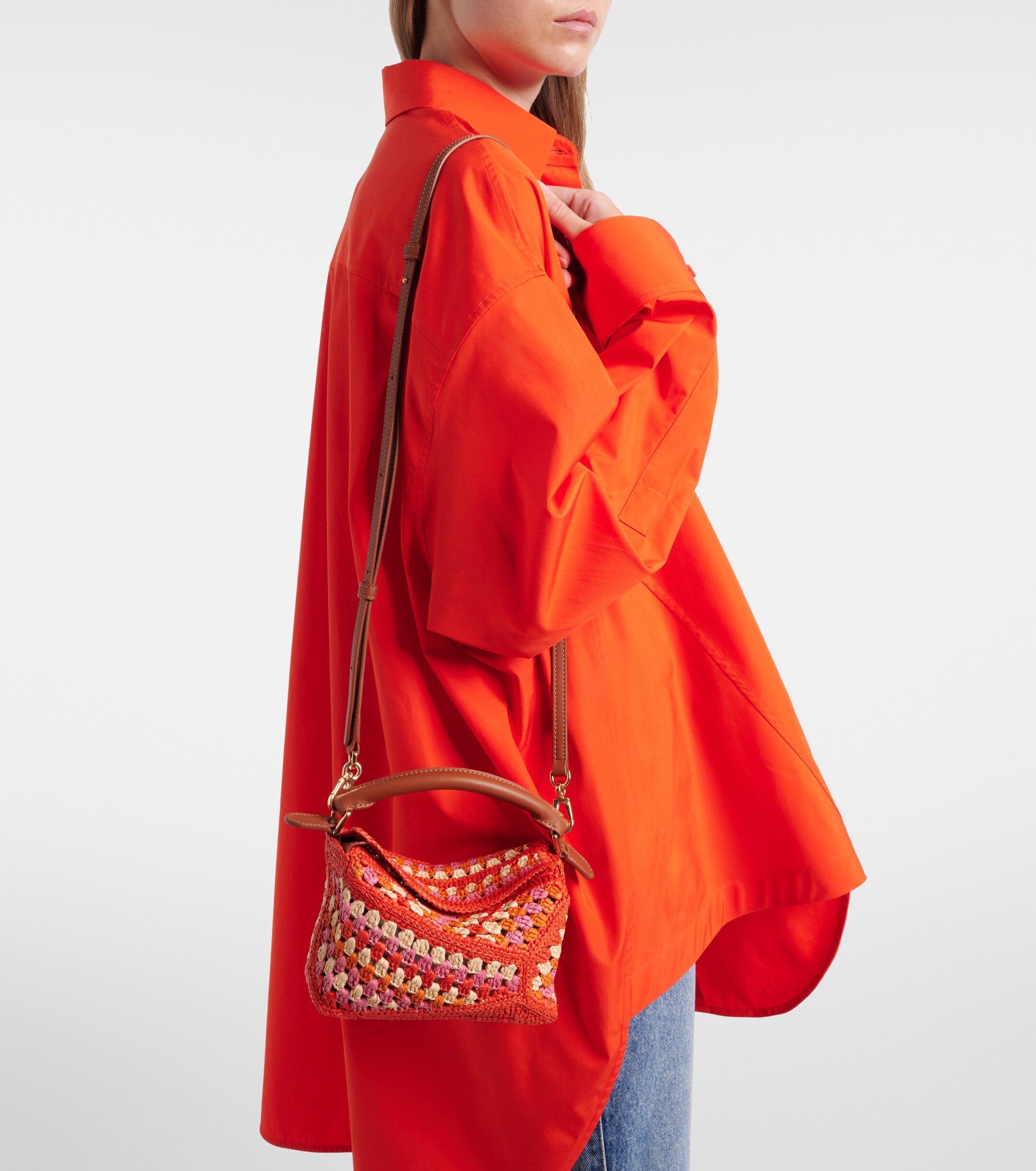 Loewe Paula's Ibiza Puzzle Mini raffia top-handle bag