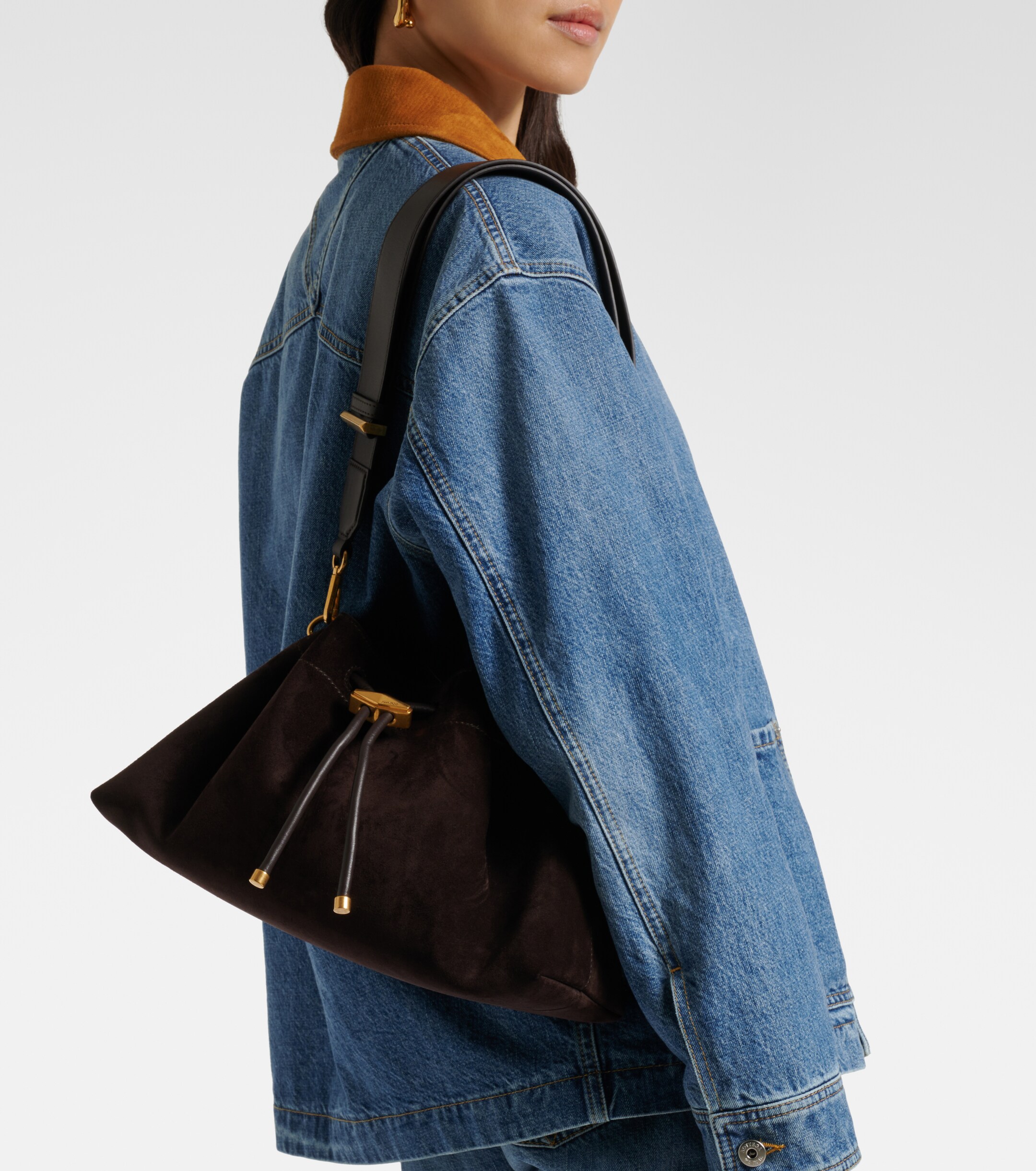 JIMMY CHOO Cinch Medium suede bucket bag