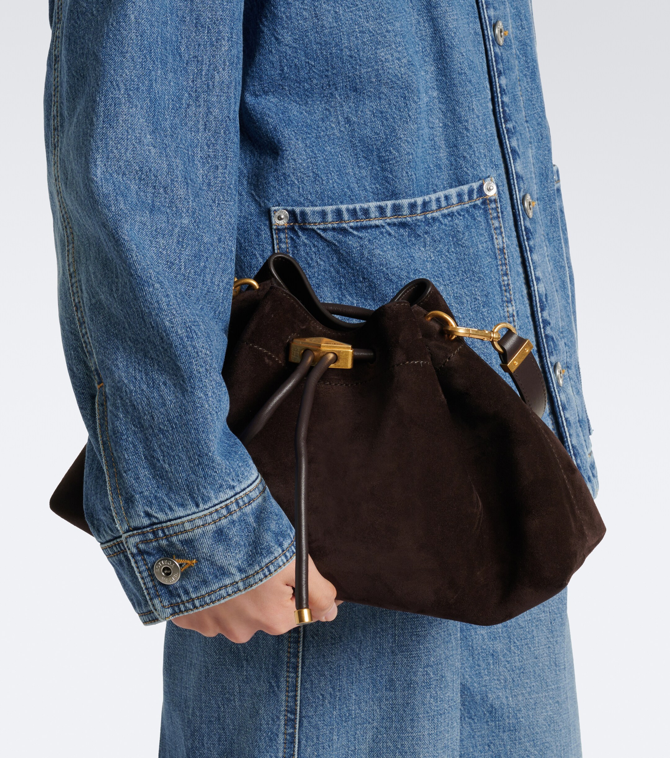 JIMMY CHOO Cinch Medium suede bucket bag