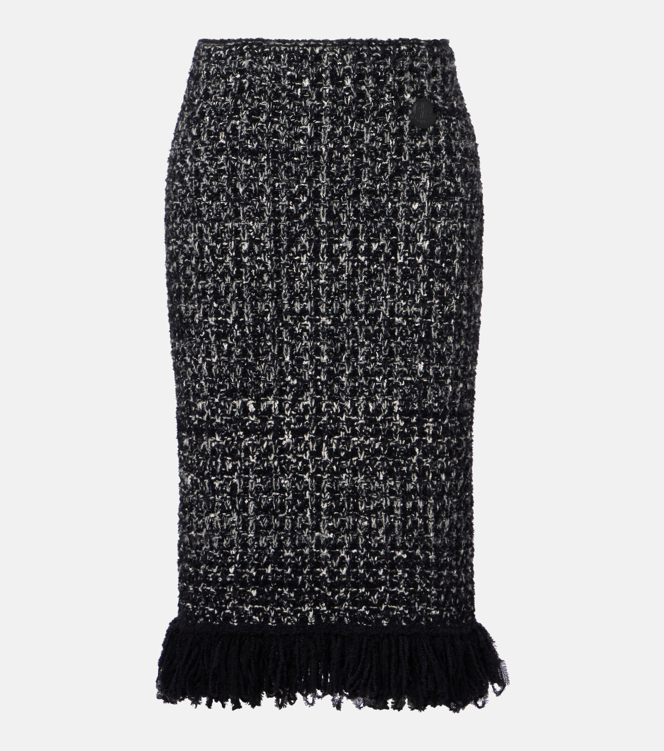 Moncler Fringed wool-blend pencil skirt