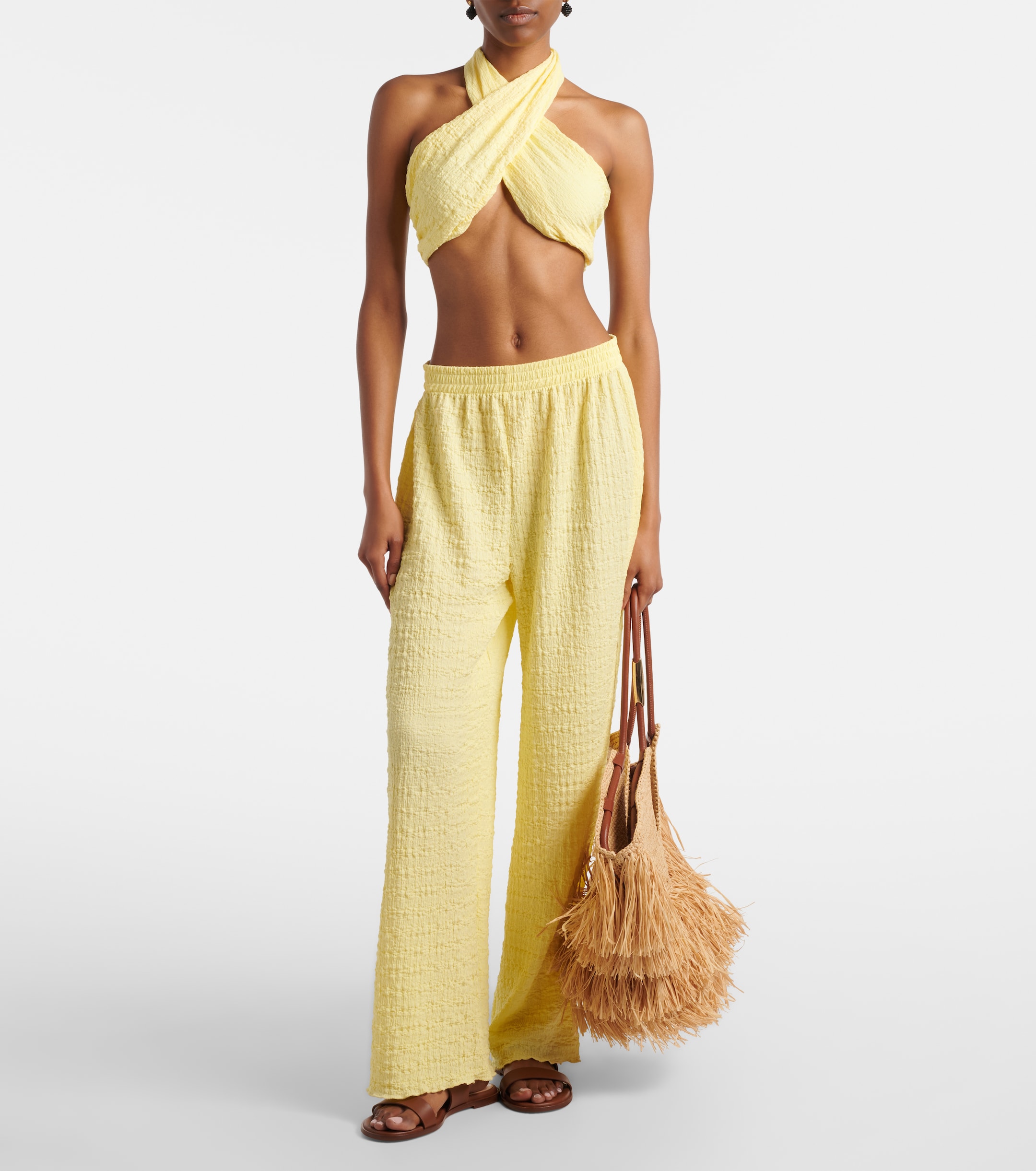 Jade Swim Mika seersucker wide-leg pants
