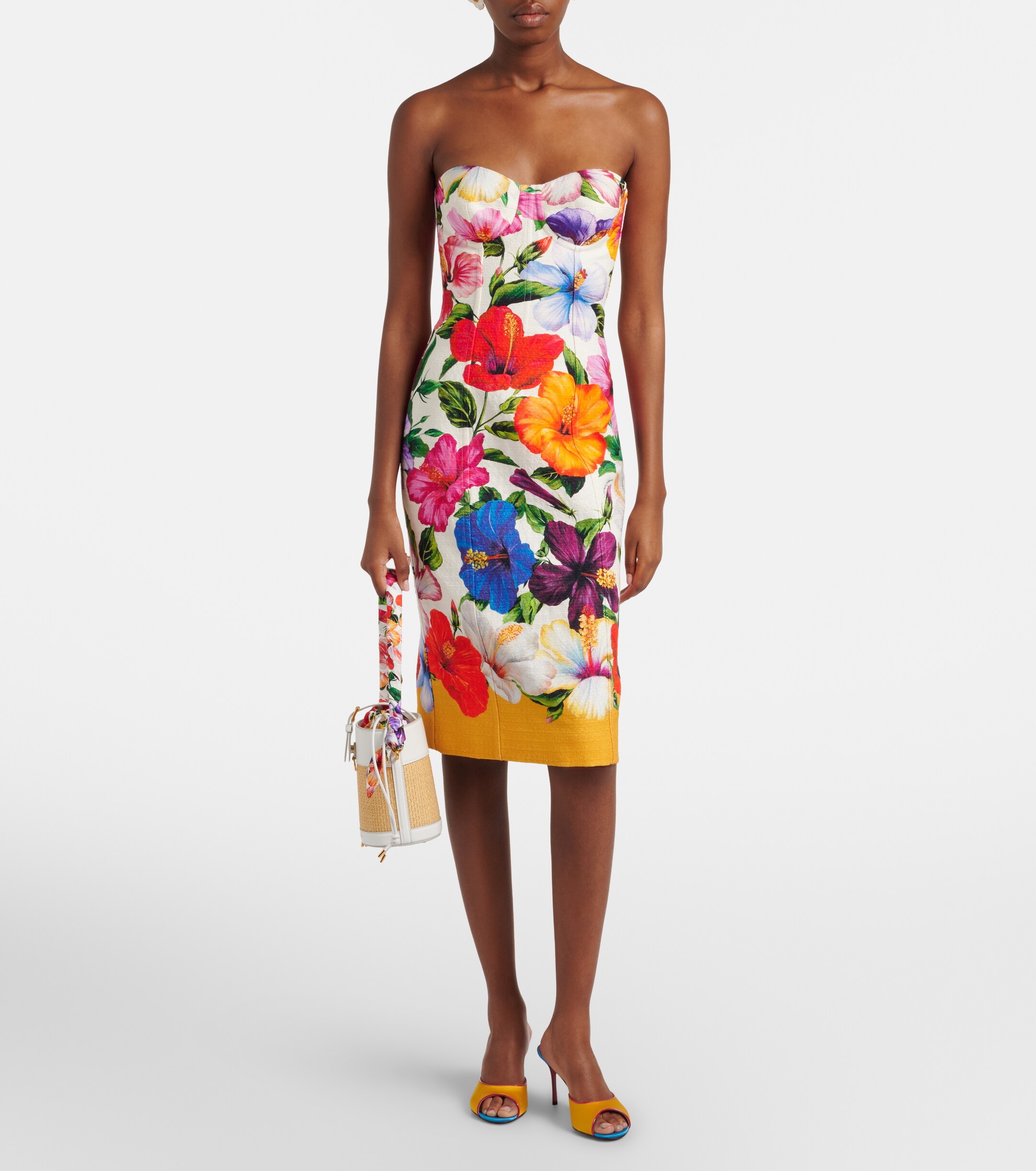Dolce&Gabbana Leather-trimmed raffia bucket bag