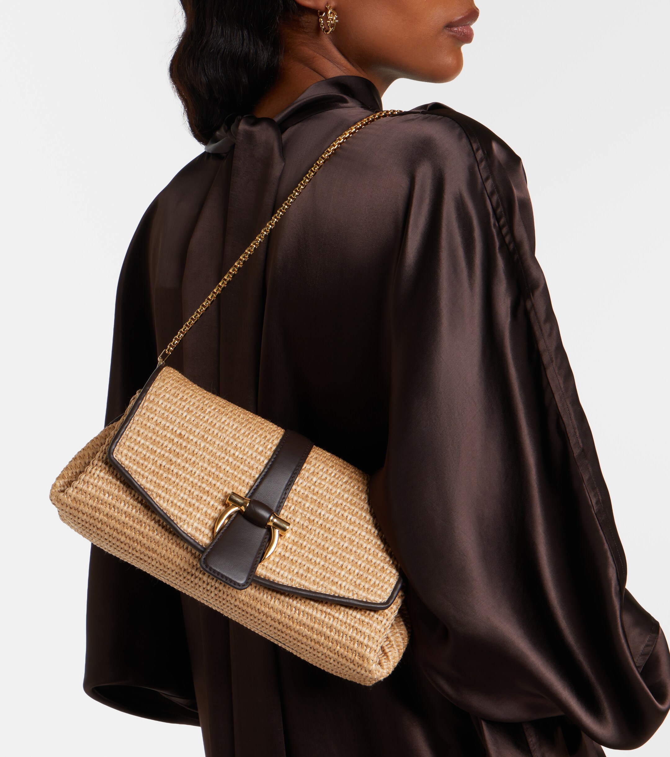Ferragamo Ferragamo Mia Small raffia shoulder bag