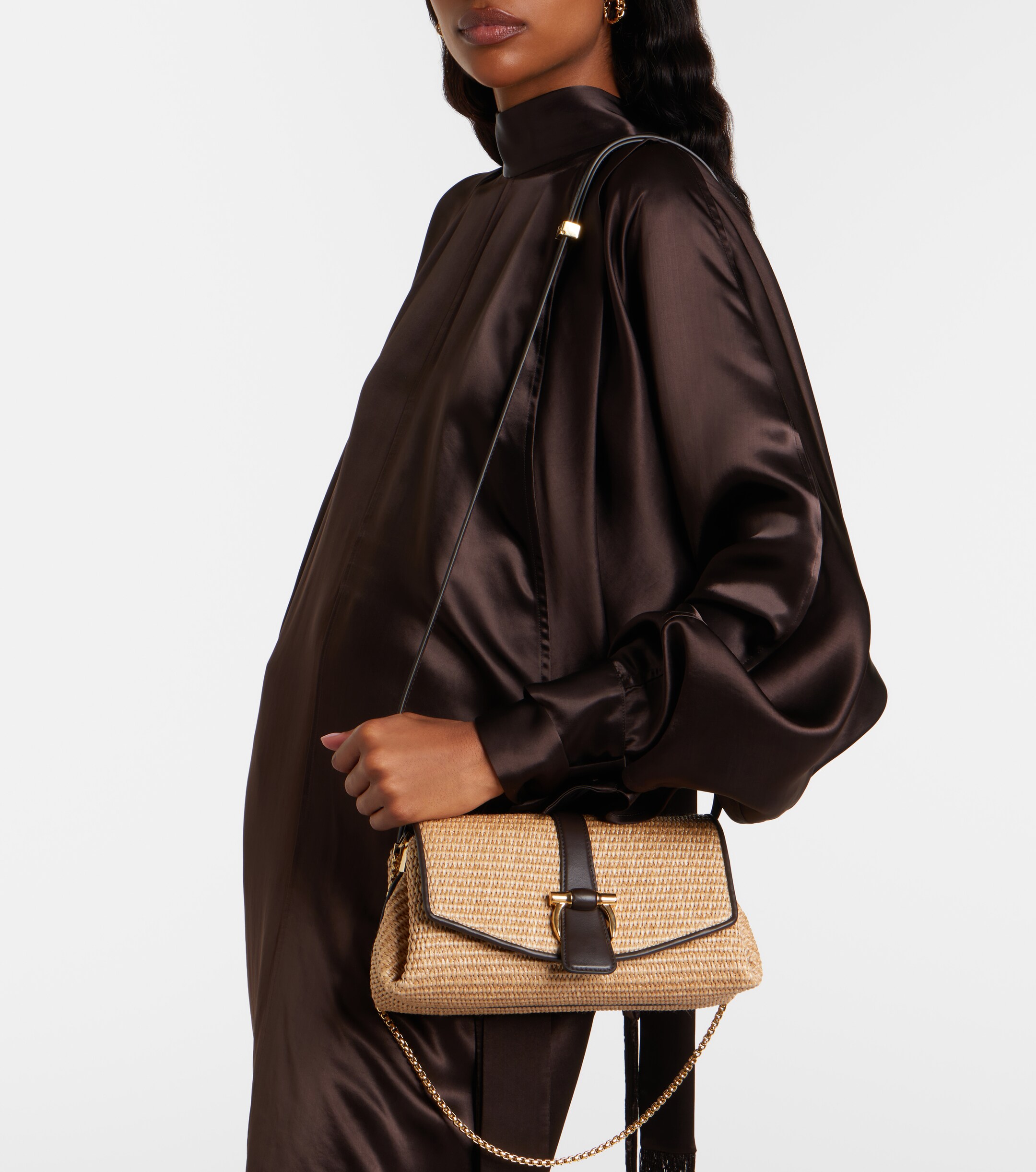 Ferragamo Ferragamo Mia Small raffia shoulder bag
