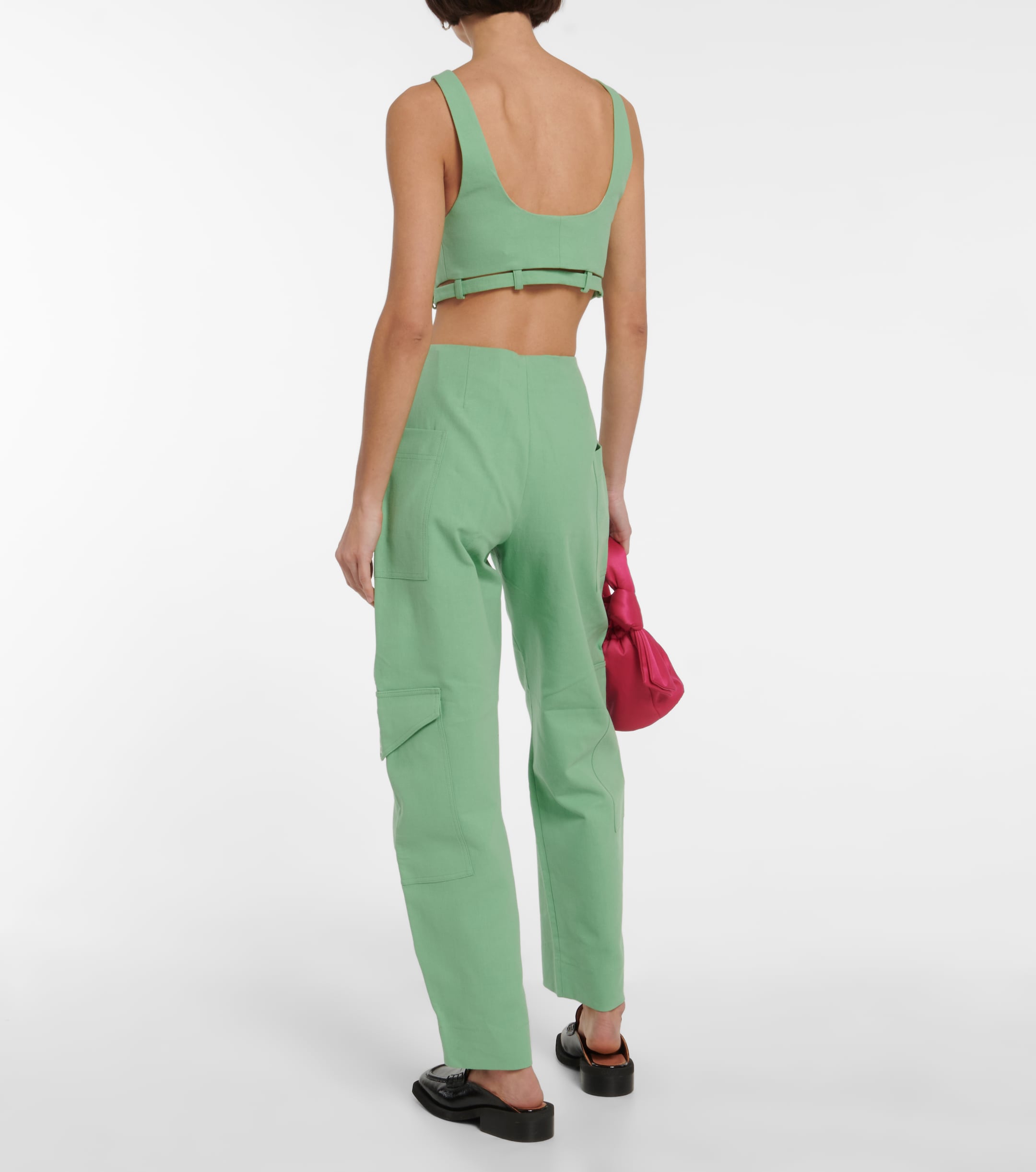 GANNI Cotton canvas crop top