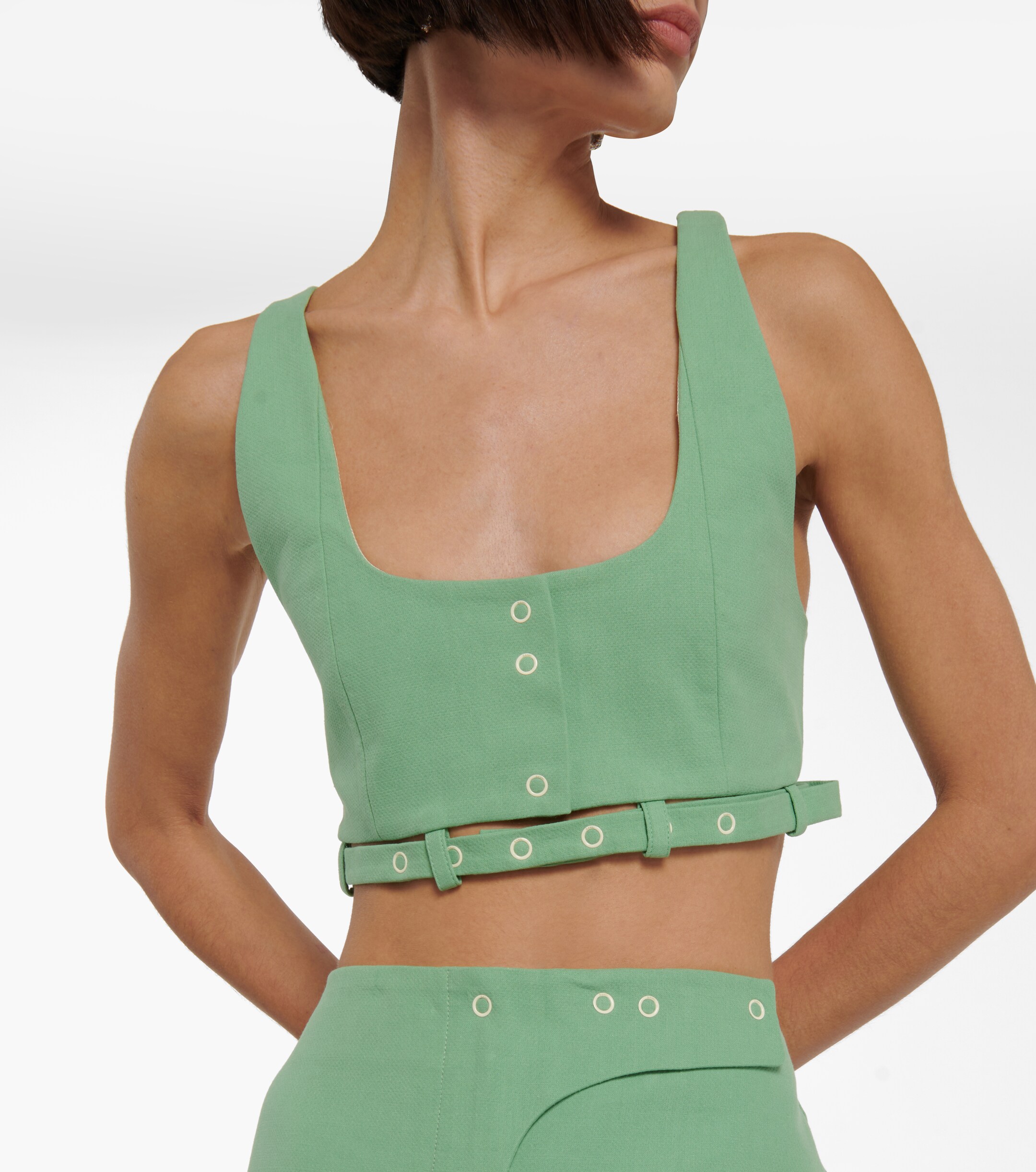 GANNI Cotton canvas crop top