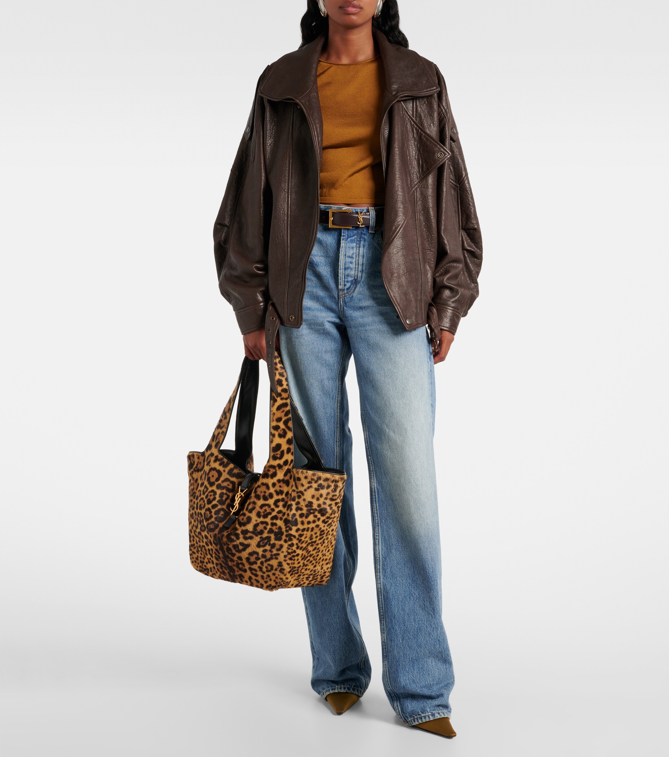 Saint Laurent Le 5 À 7 Bea leopard-print shoulder bag