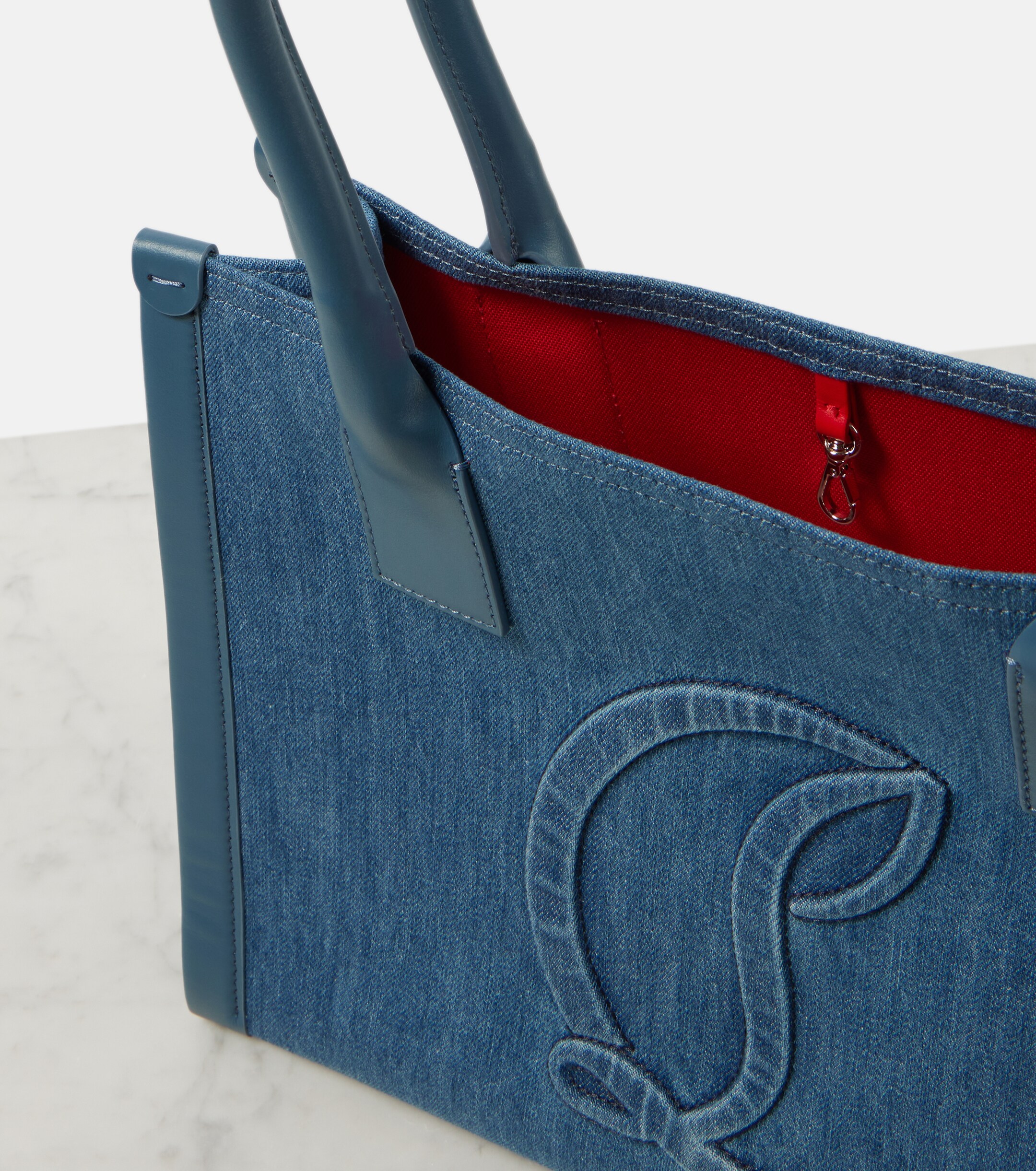 CHRISTIAN LOUBOUTIN By My Side E/W Large denim tote bag