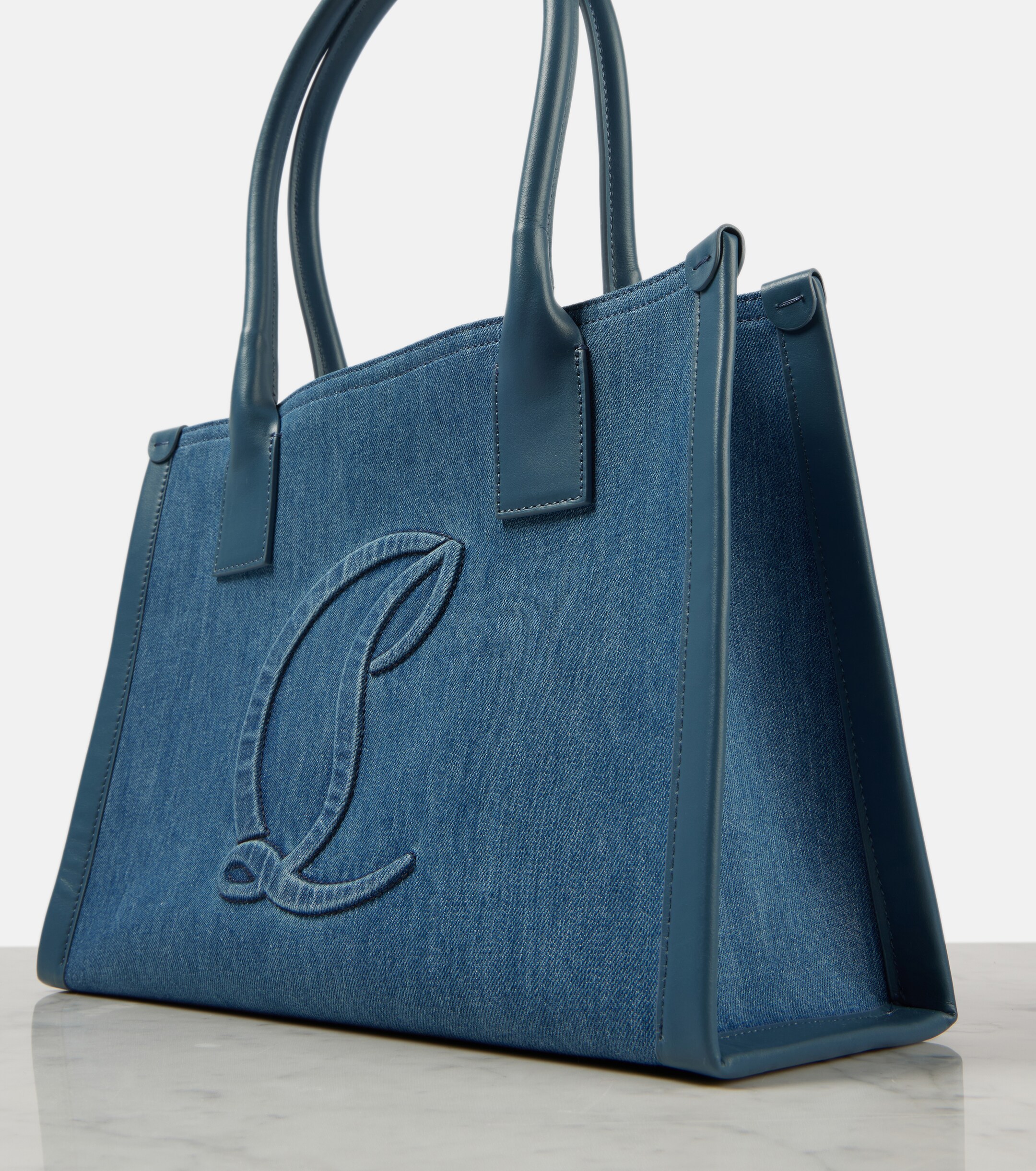 CHRISTIAN LOUBOUTIN By My Side E/W Large denim tote bag