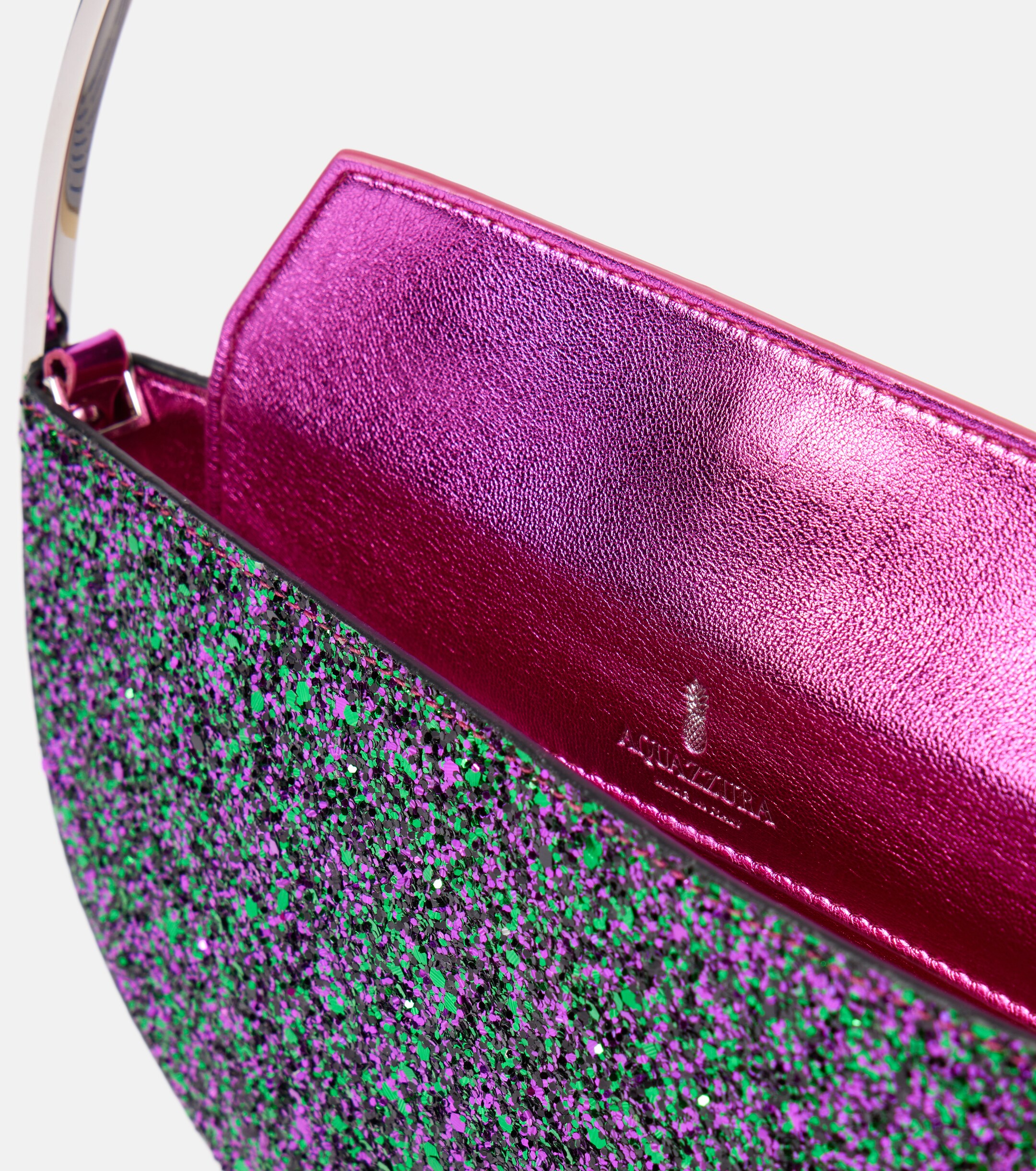 AQUAZZURA Purist Mini glitter clutch