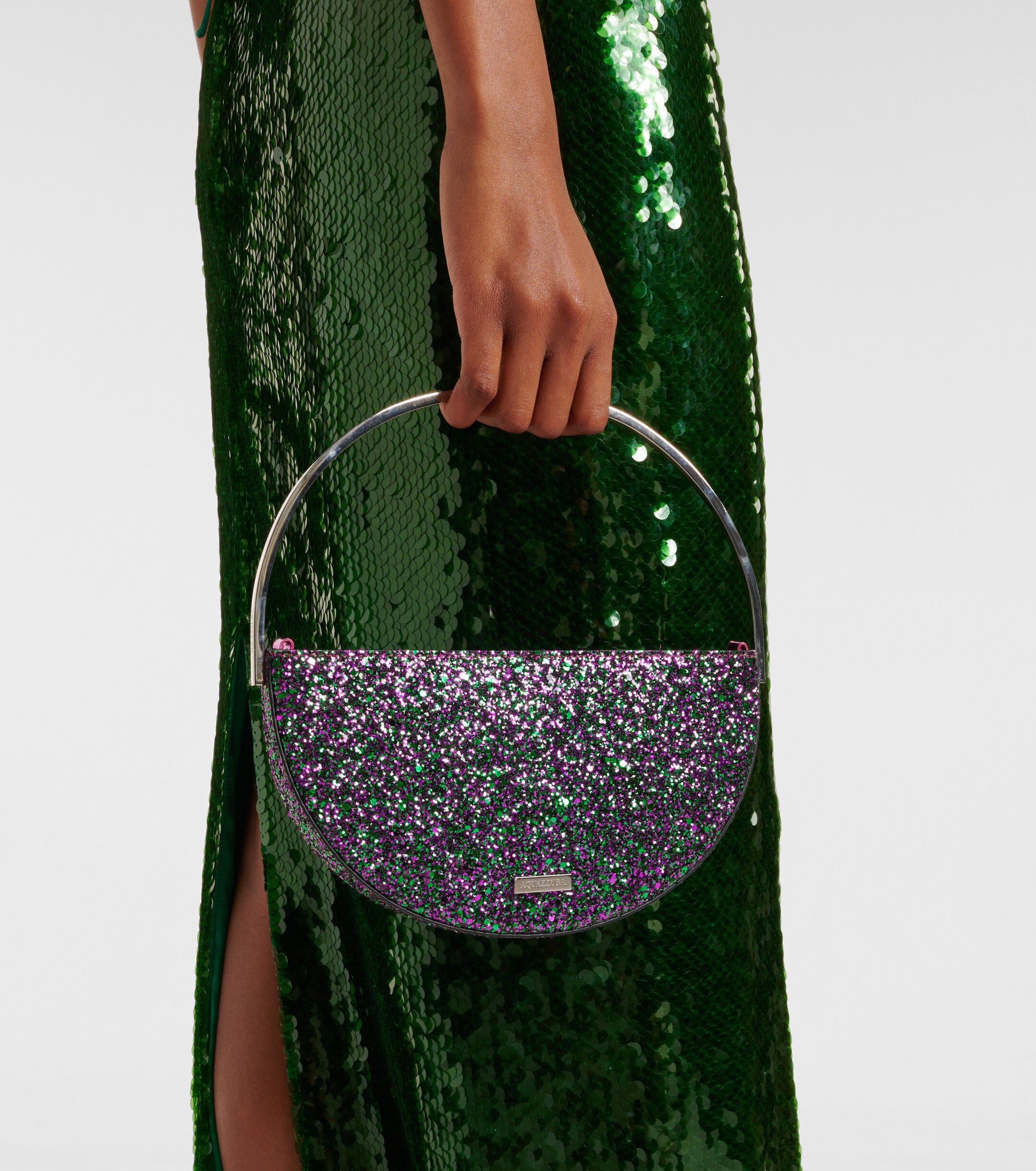 AQUAZZURA Purist Mini glitter clutch
