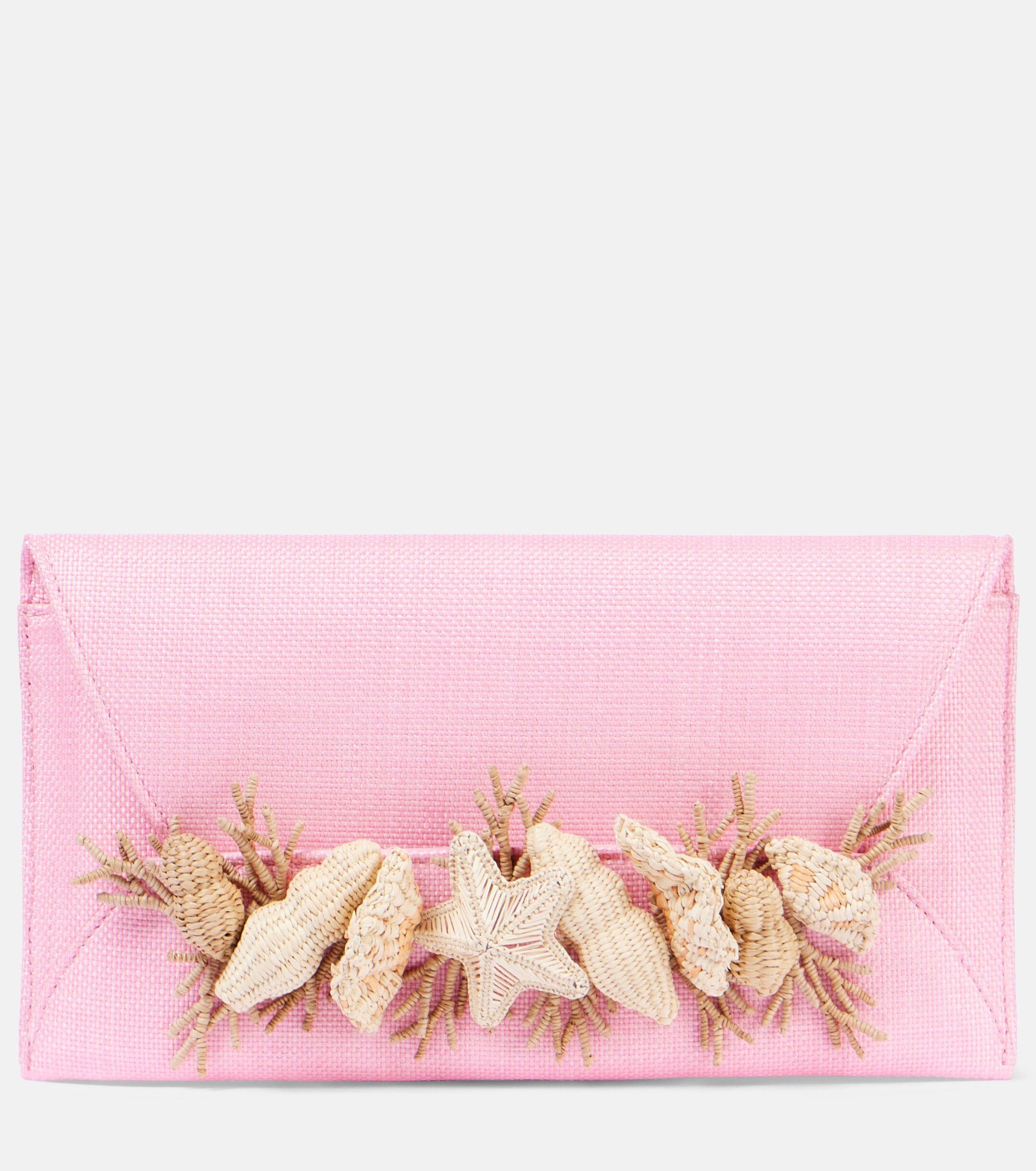 AQUAZZURA Marea Small raffia-trimmed clutch