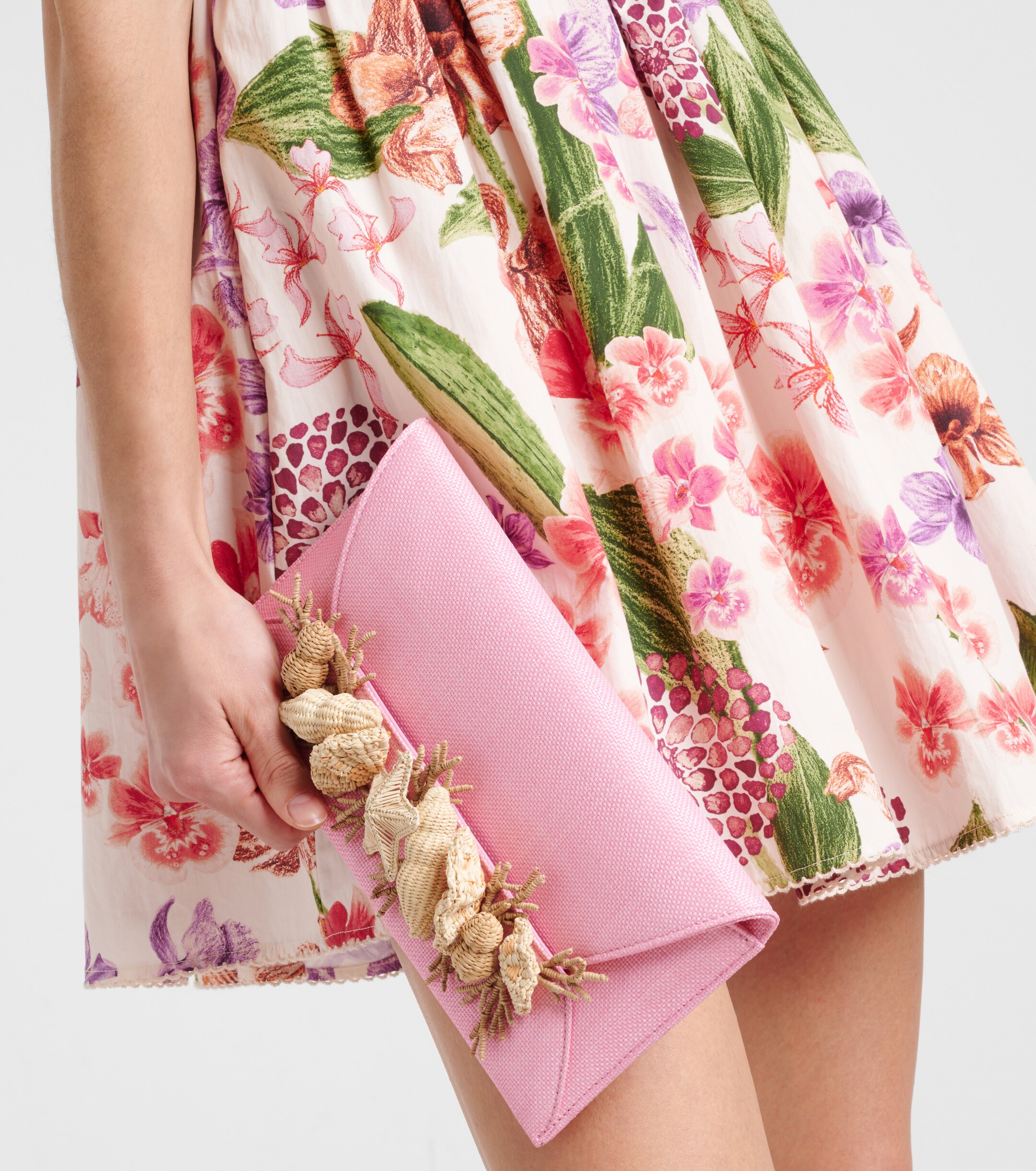 AQUAZZURA Marea Small raffia-trimmed clutch
