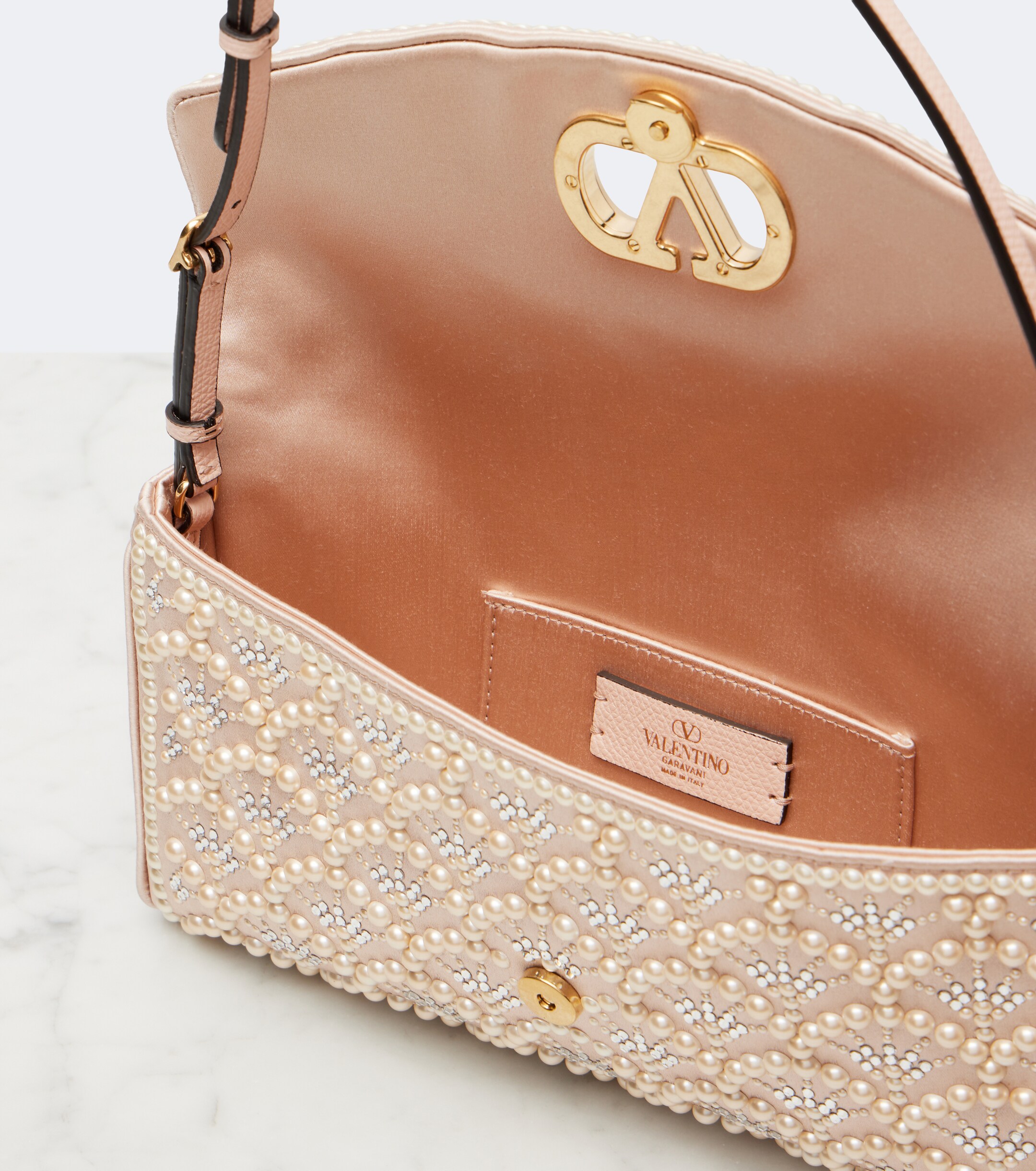 Valentino Garavani DeVain Small embellished satin shoulder bag thumbnail