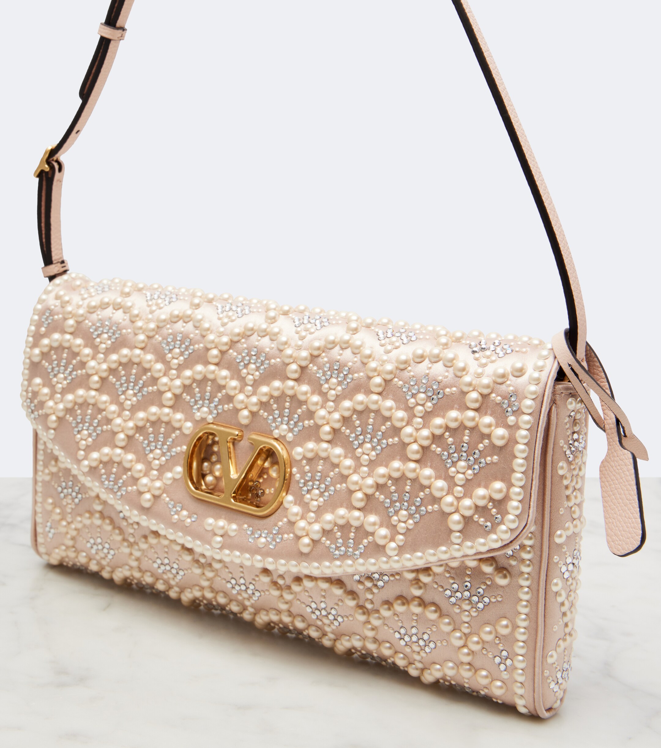 Valentino Garavani DeVain Small embellished satin shoulder bag thumbnail