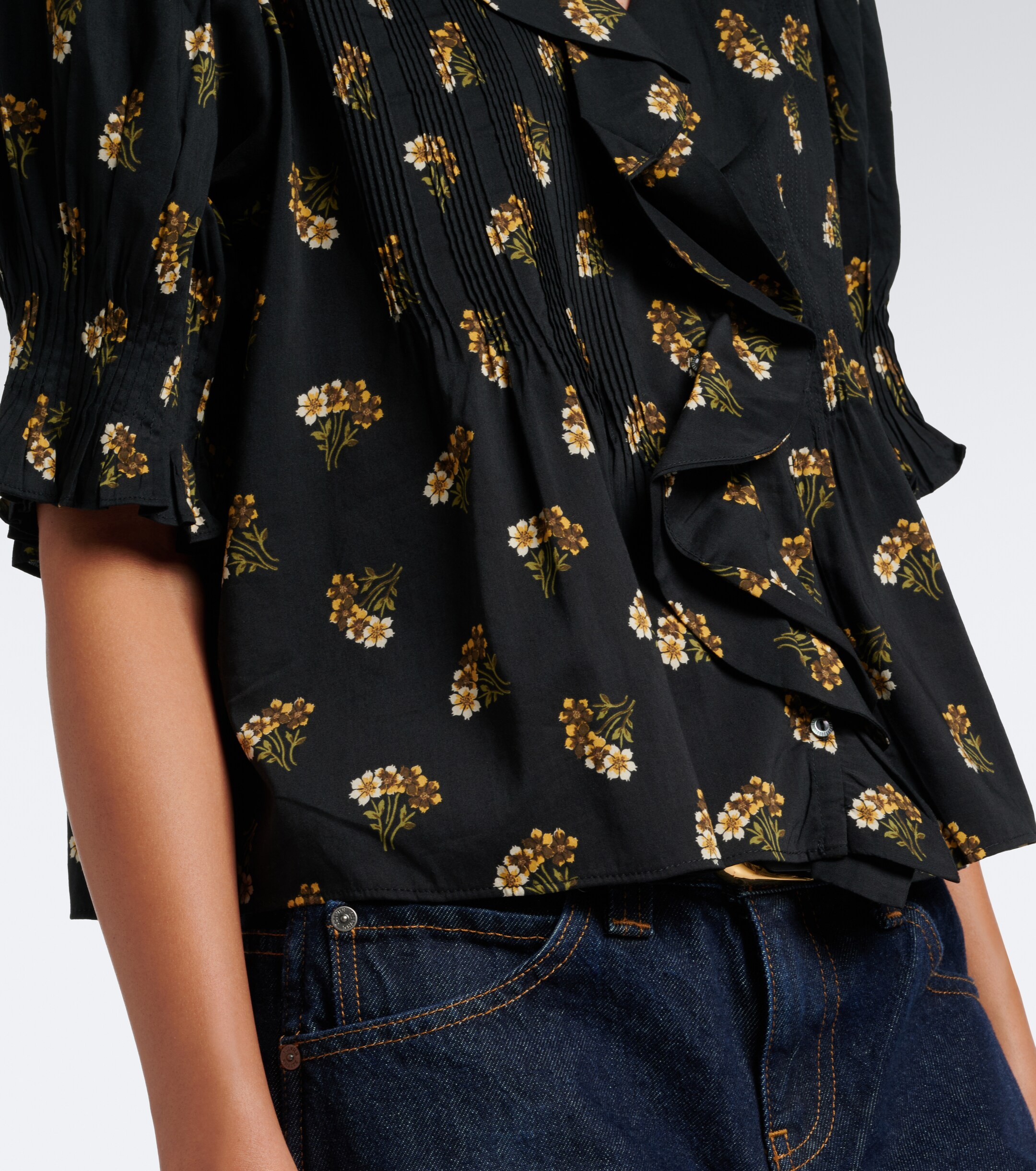 Dôen Dôen Henri floral ruffled cotton-blend blouse