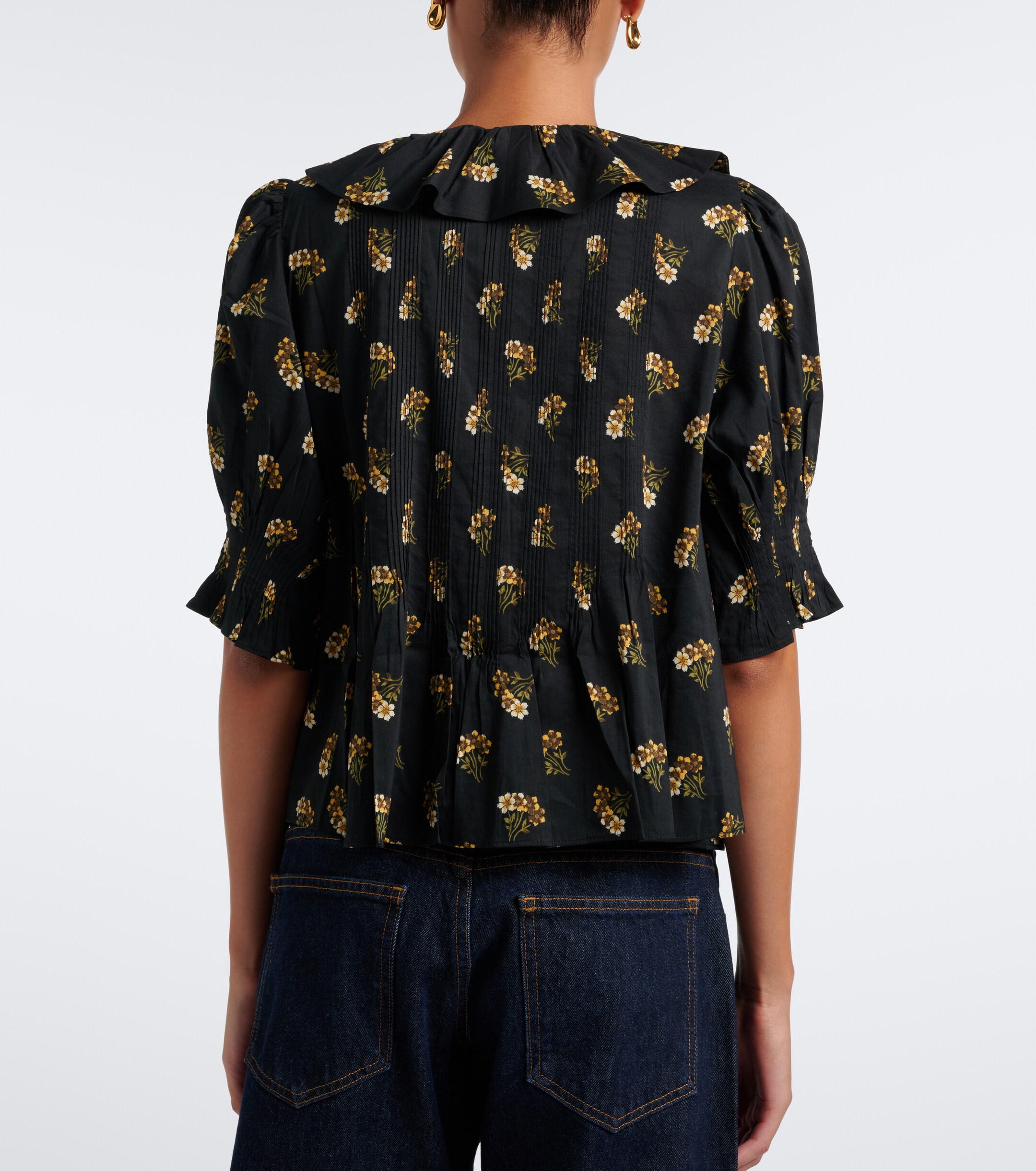 Dôen Dôen Henri floral ruffled cotton-blend blouse
