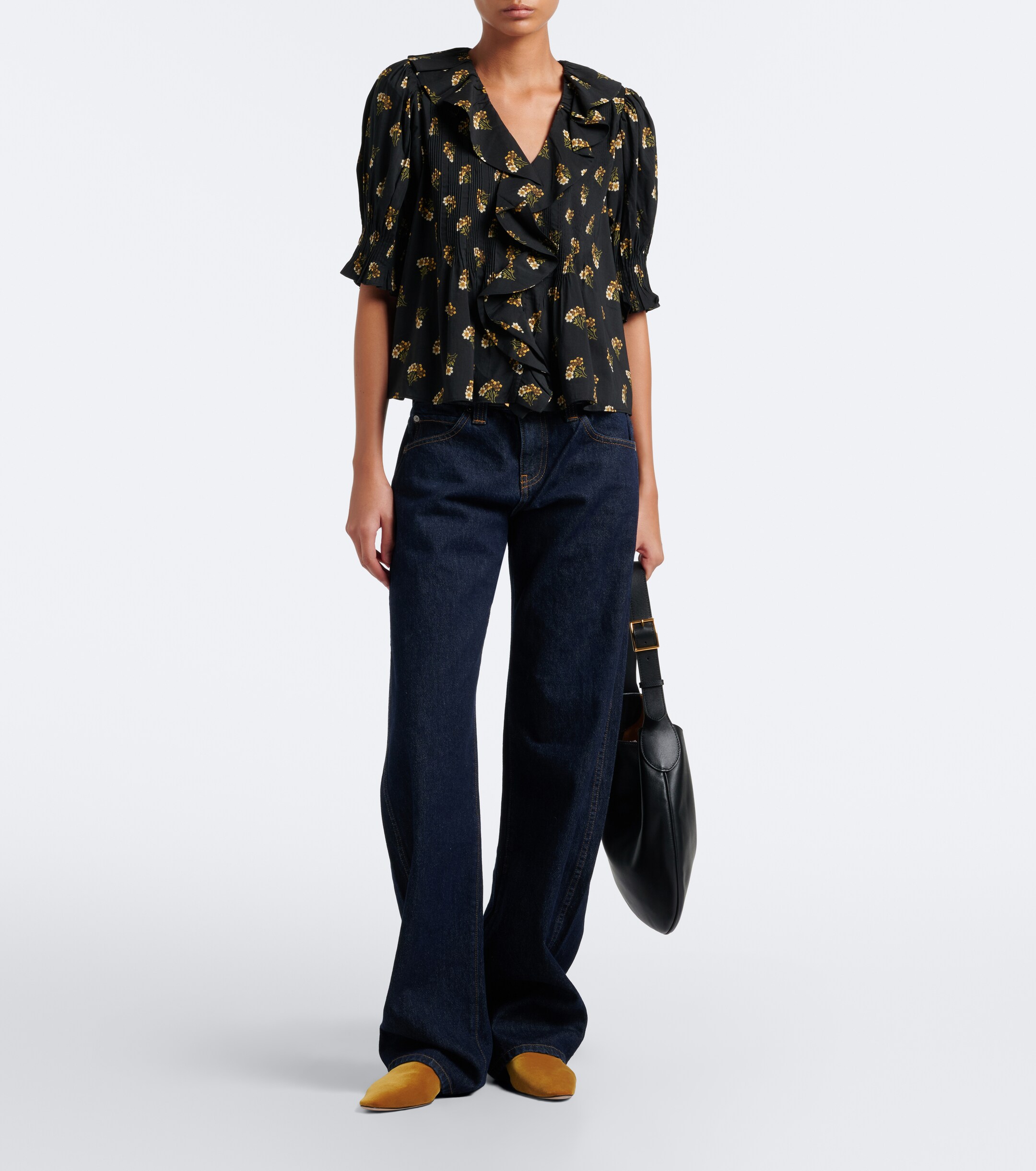 Dôen Dôen Henri floral ruffled cotton-blend blouse