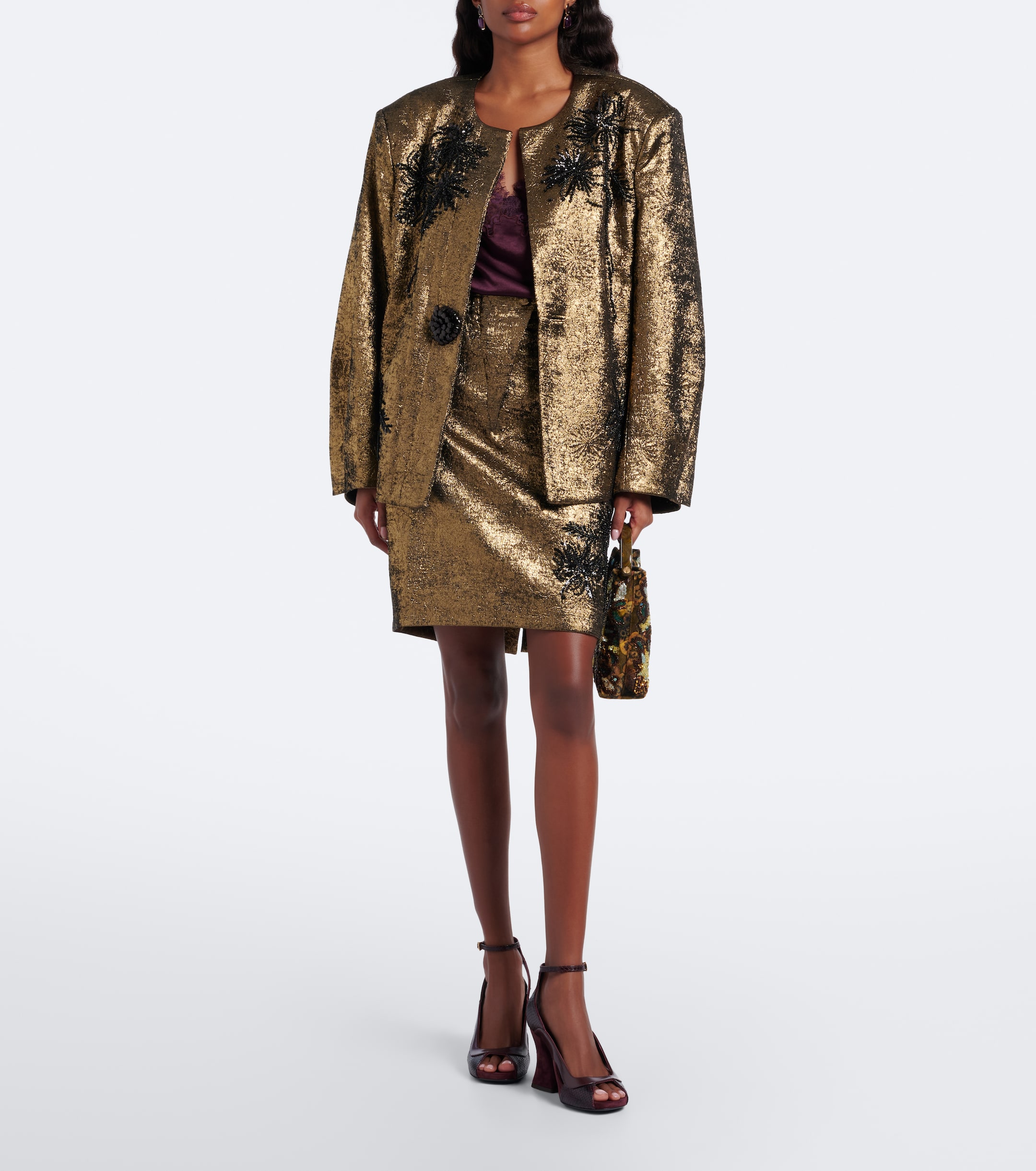 Jacques Wei Jacques Wei Embellished brocade miniskirt