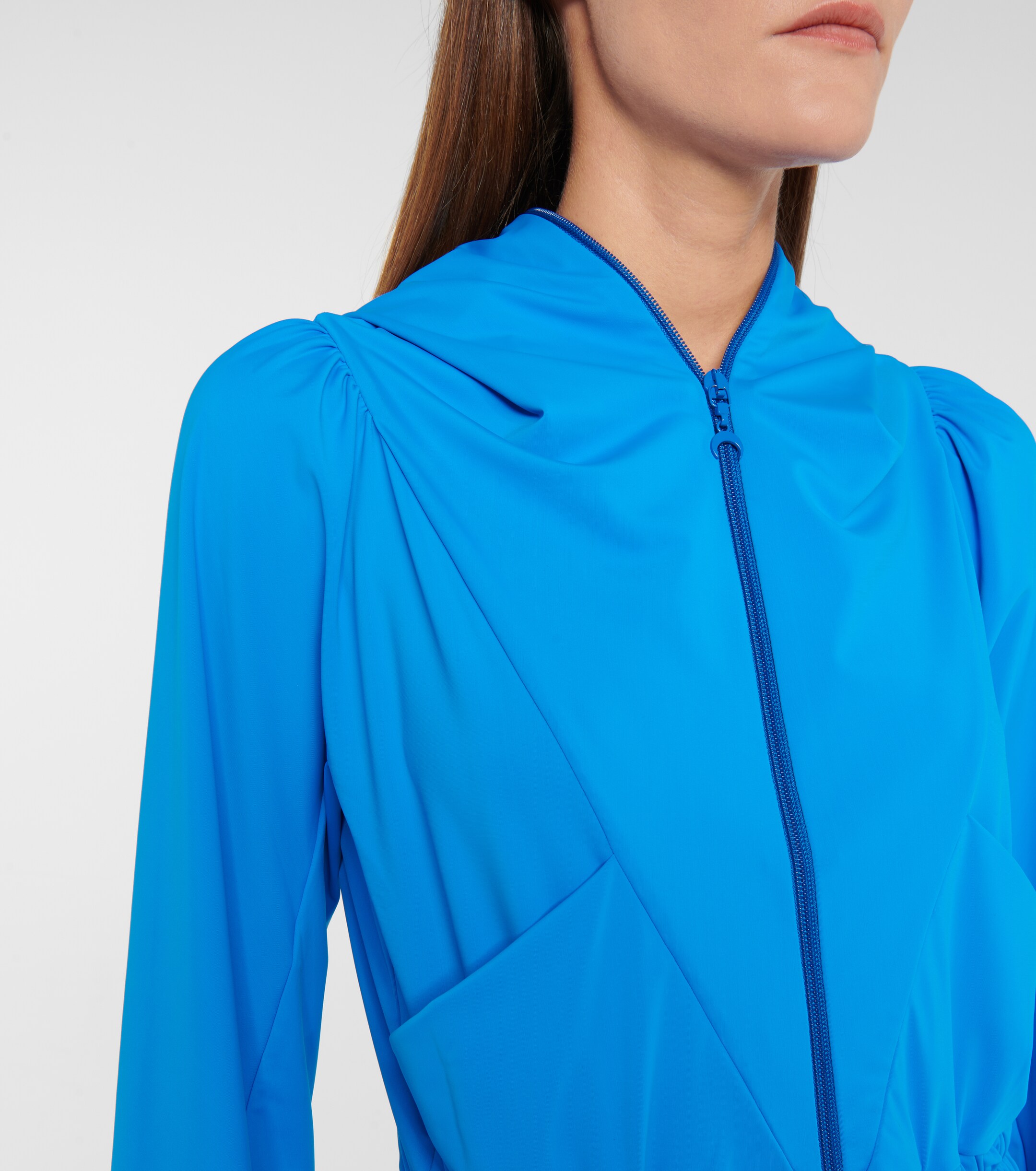 Marine Serre Smocked hooded track jacket