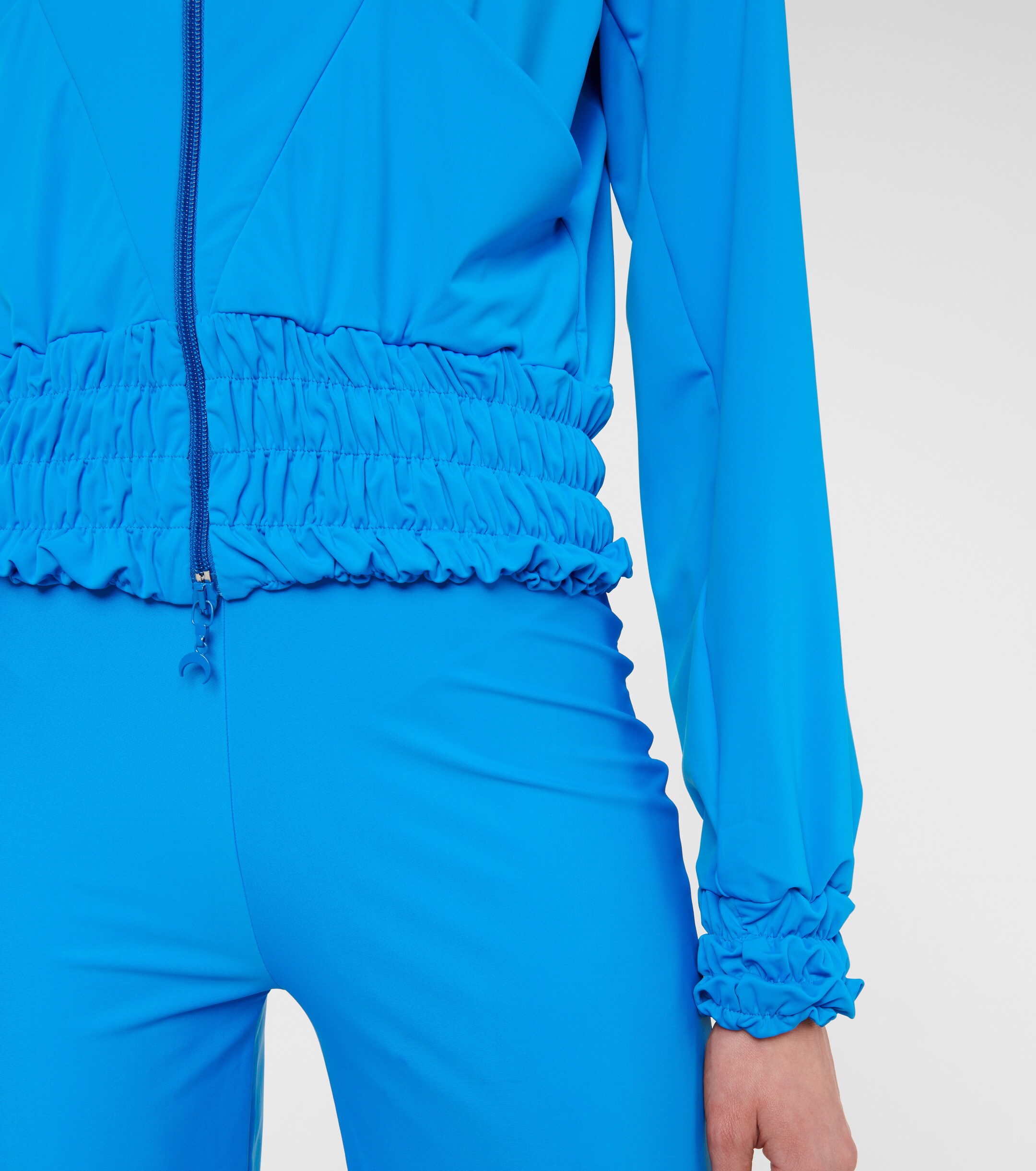 Marine Serre Smocked hooded track jacket
