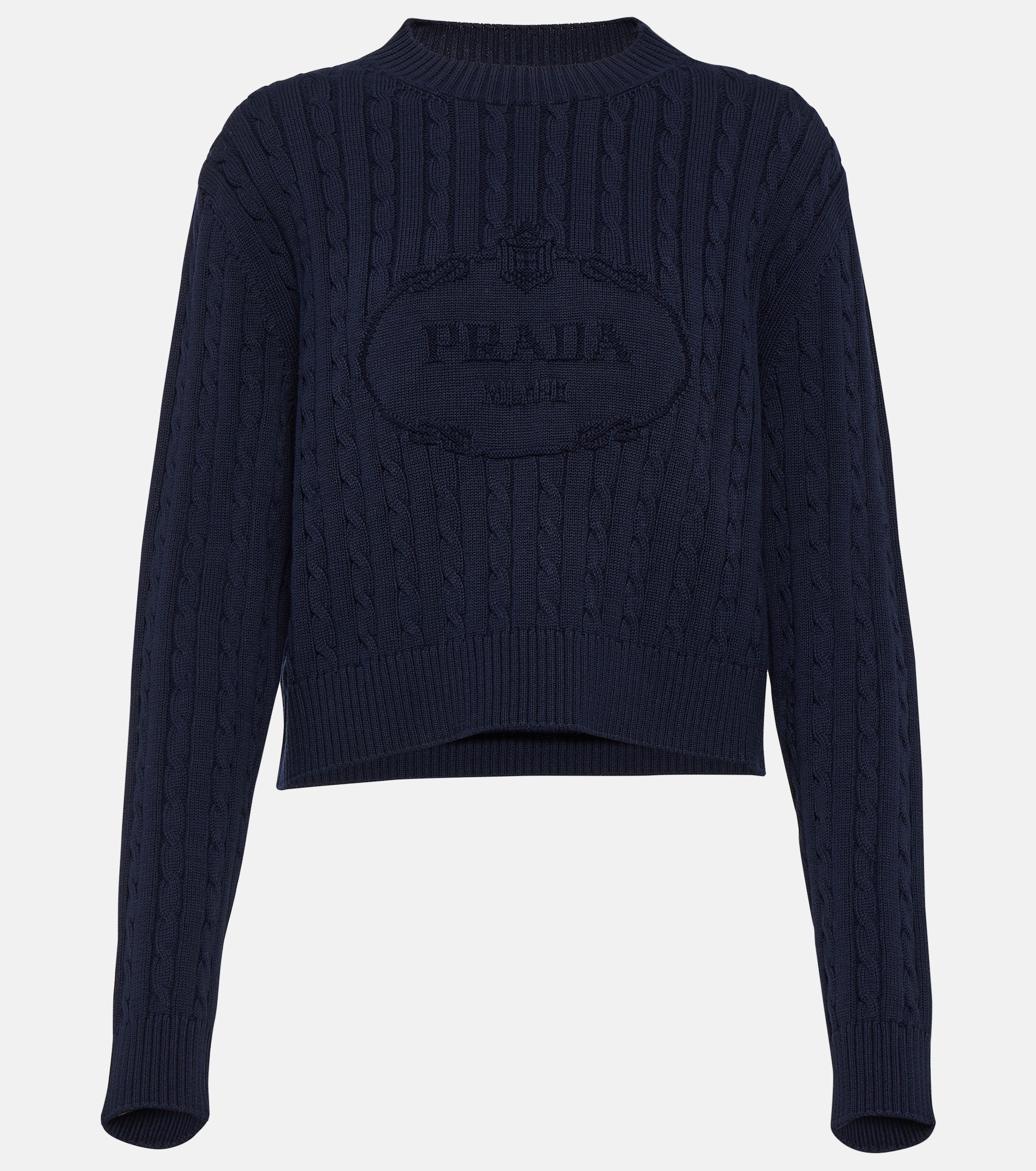 Prada Logo cotton cable-knit sweater thumbnail