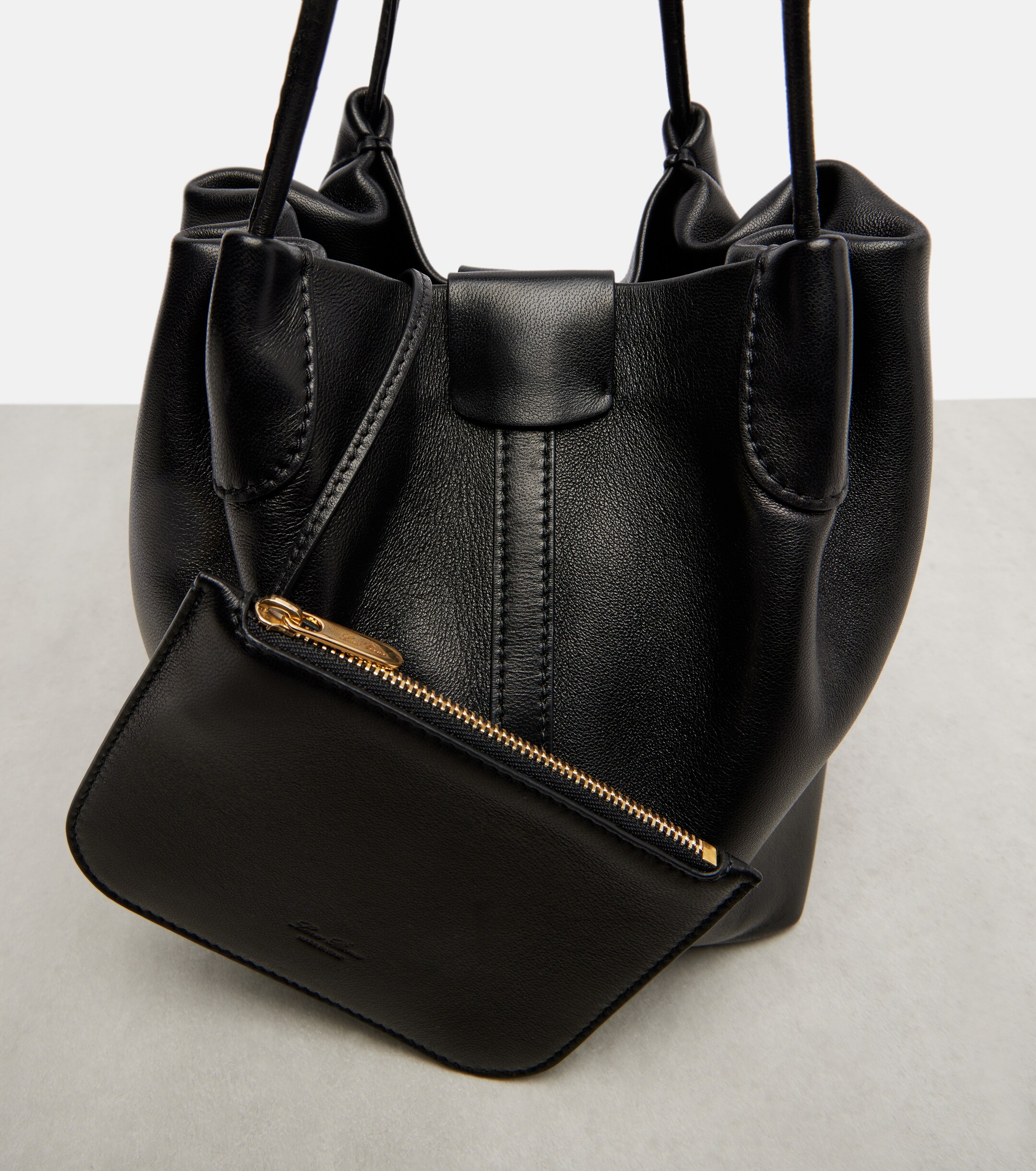 Loro Piana Bale Softy Small leather bucket bag