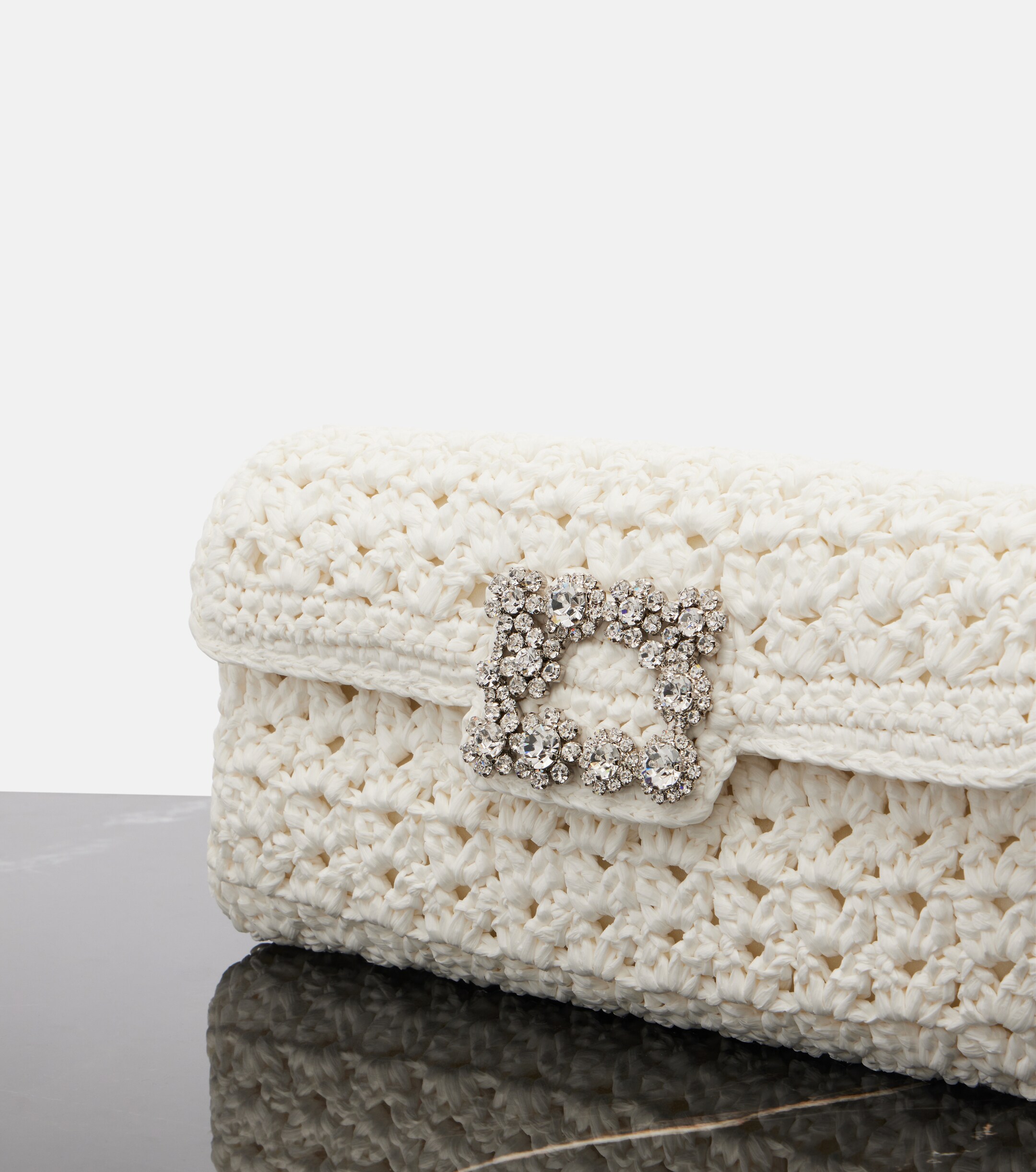 ROGER VIVIER Jeu De Fille embellished crochet clutch