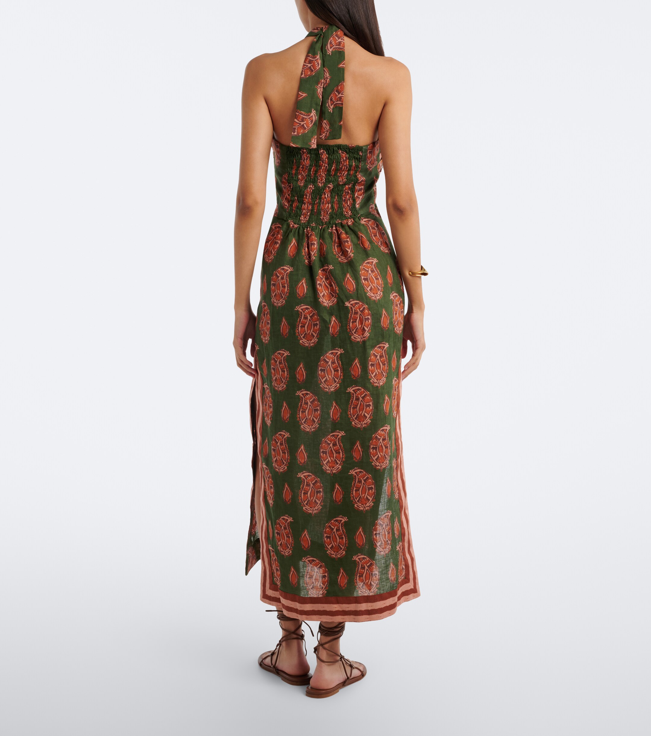 Johanna Ortiz Johanna Ortiz Printed halterneck linen midi dress