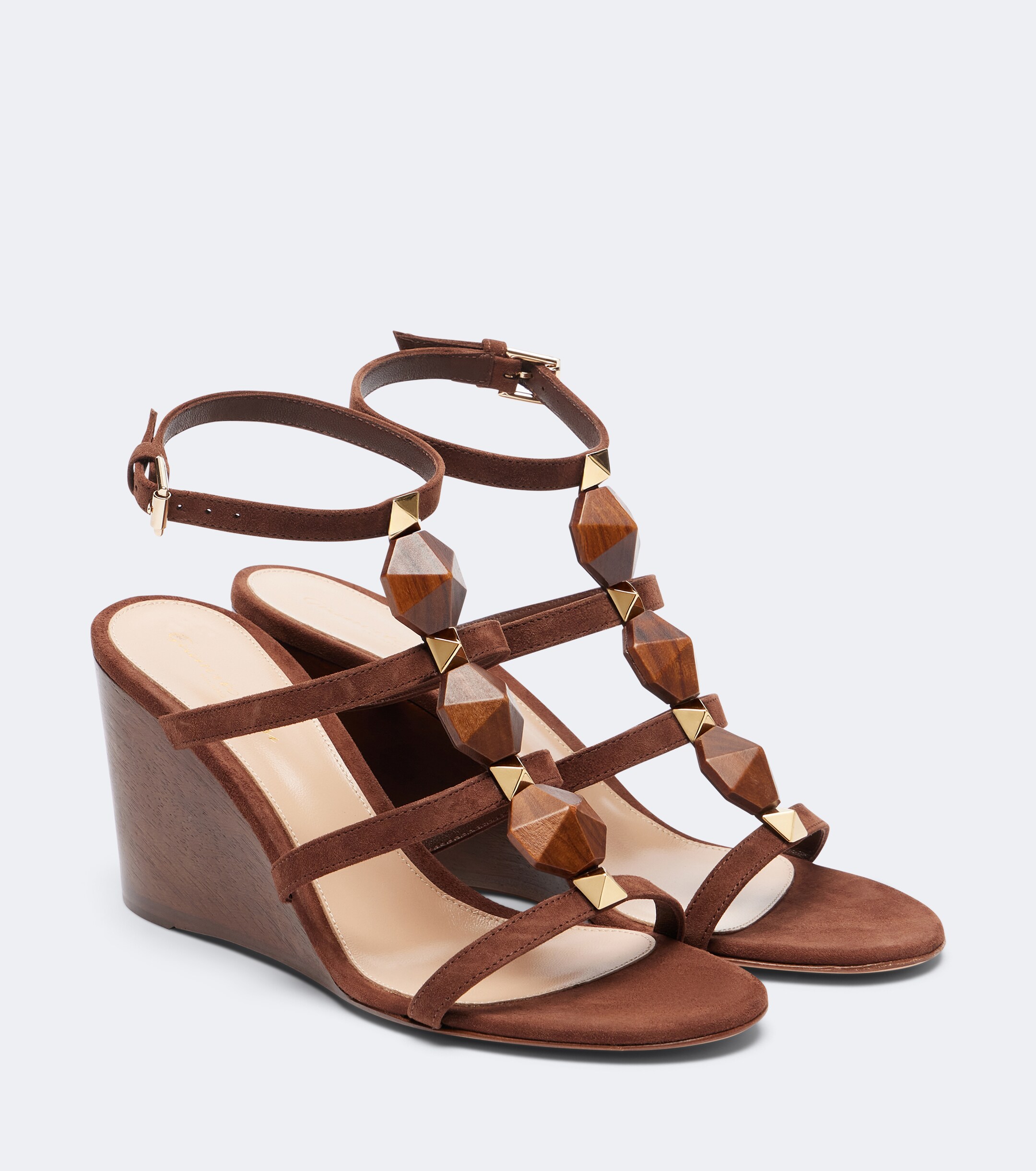 GIANVITO ROSSI Gianvito Rossi Studded suede wedge sandals