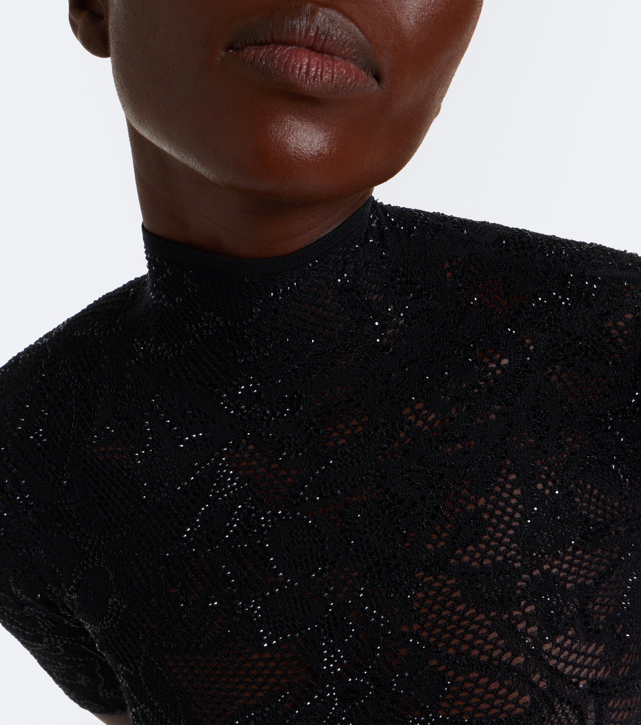 Gucci Gucci Embellished silk-blend lace crop top