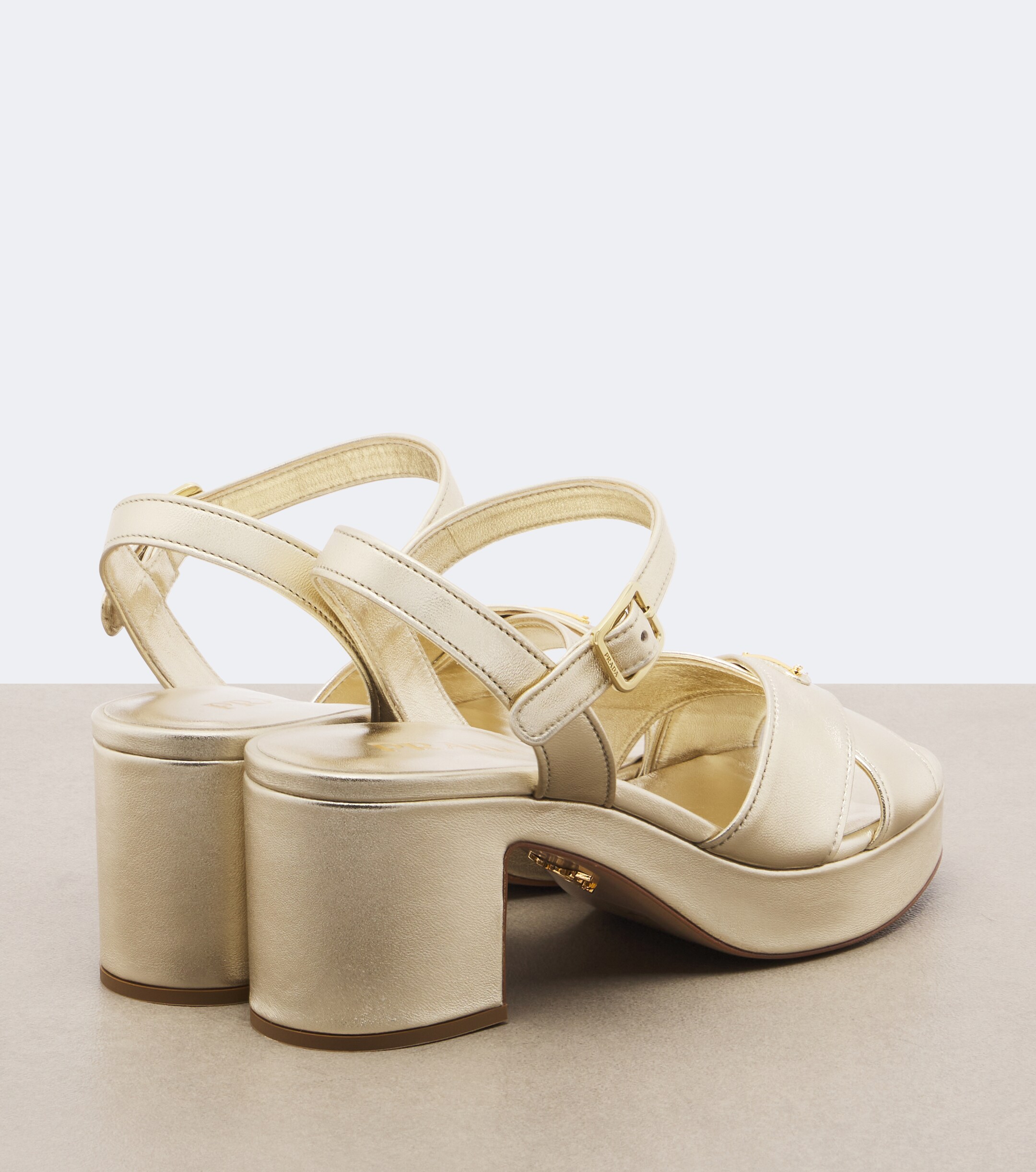Prada Prada Metallic leather platform sandals