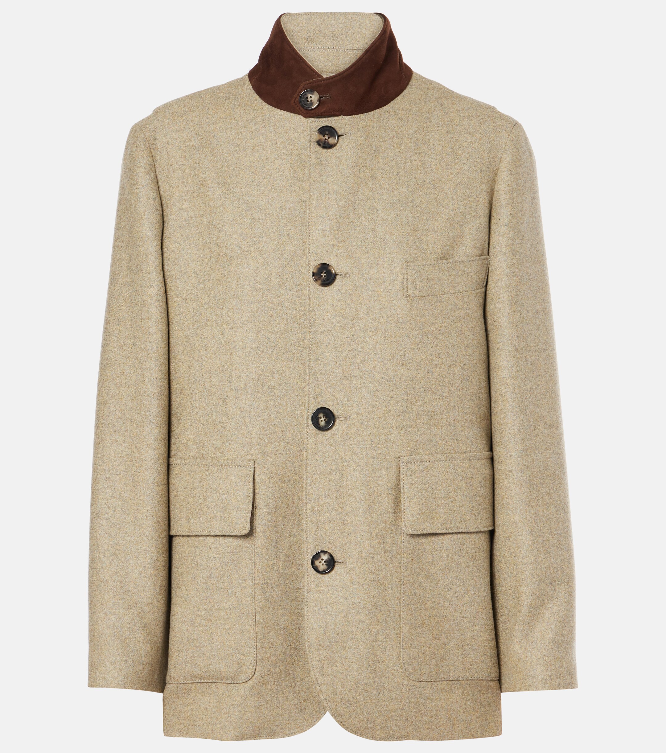 Loro Piana Roadster leather-trimmed wool-blend jacket 