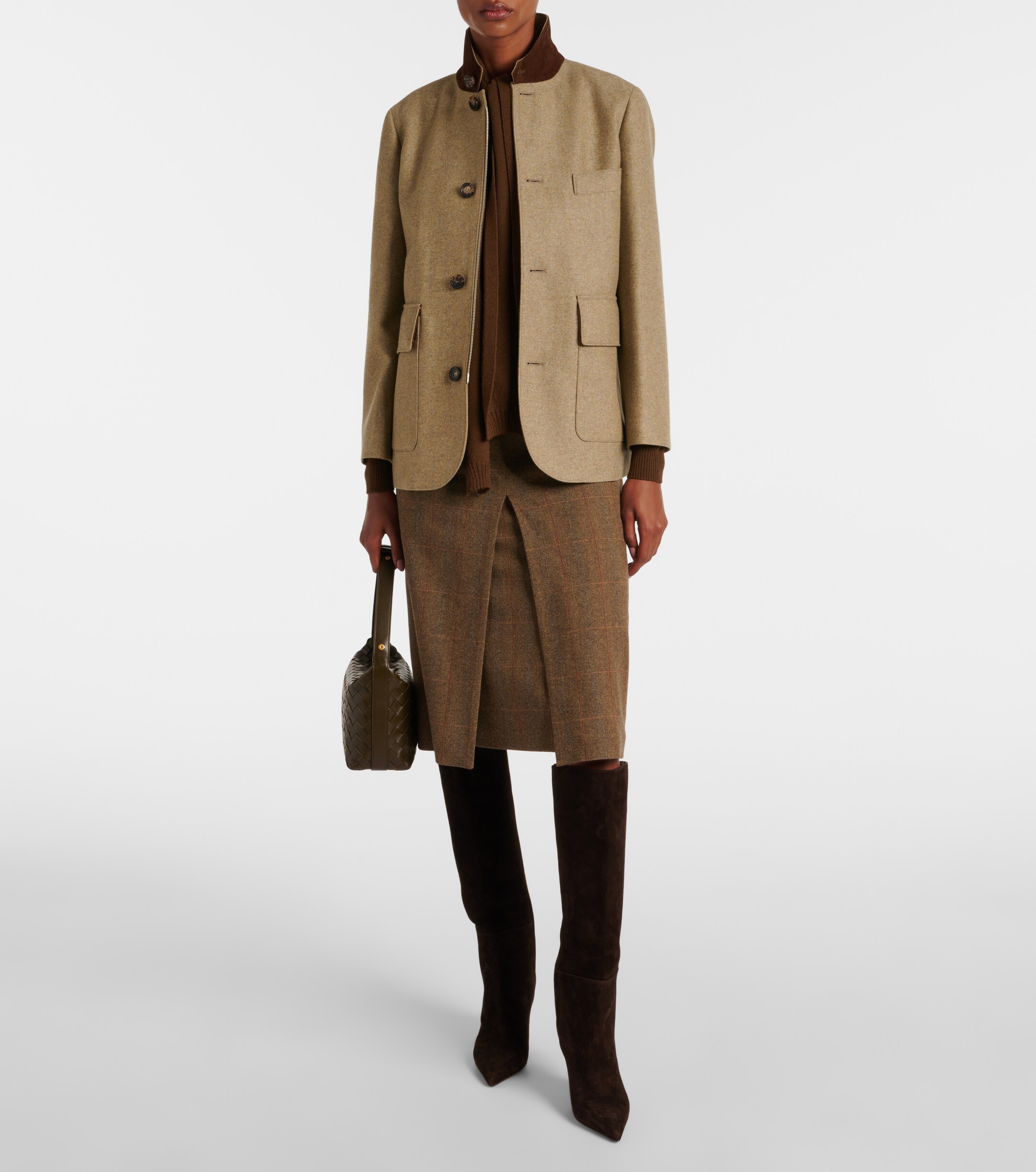 Loro Piana Roadster leather-trimmed wool-blend jacket 