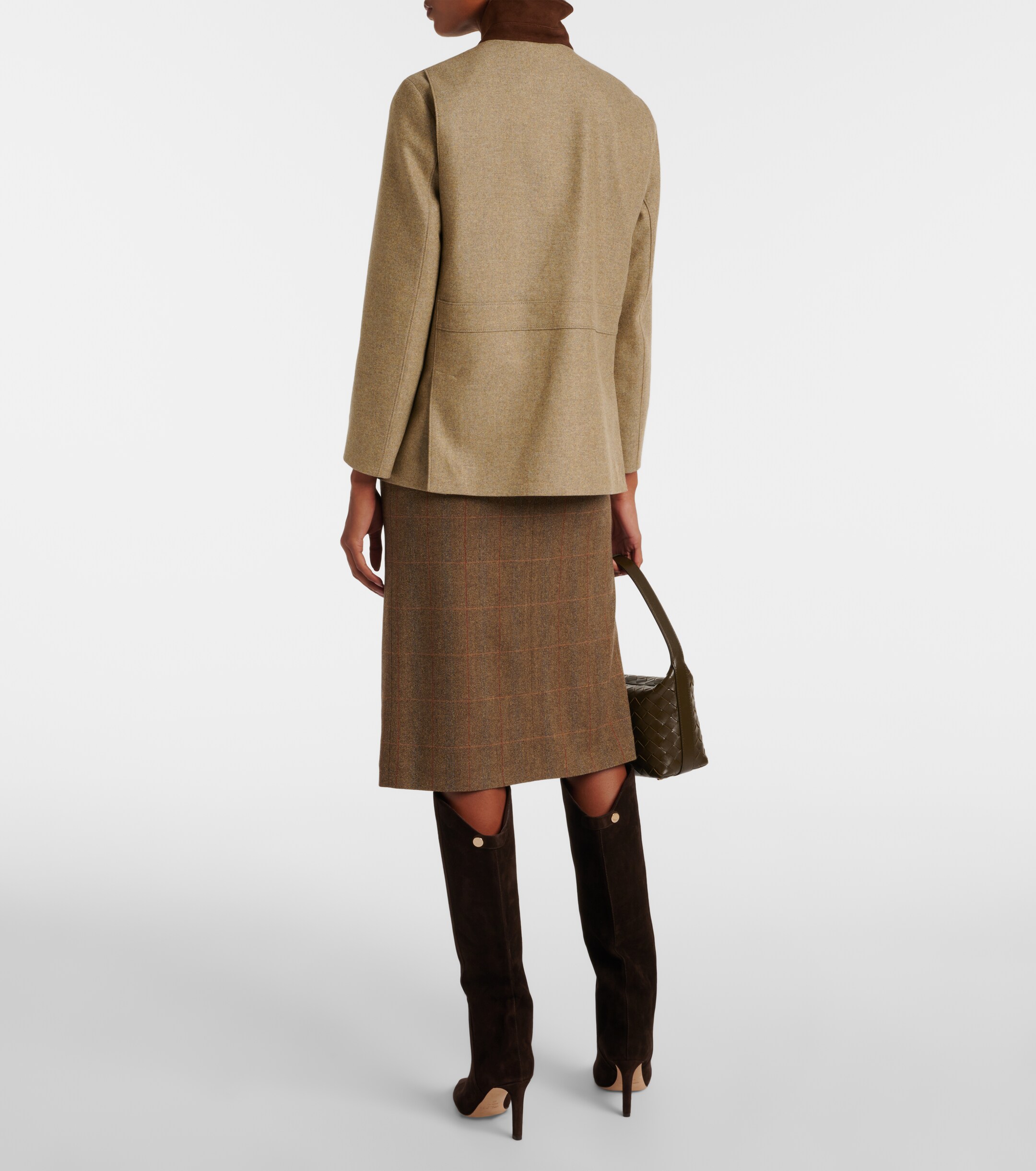 Loro Piana Roadster leather-trimmed wool-blend jacket 
