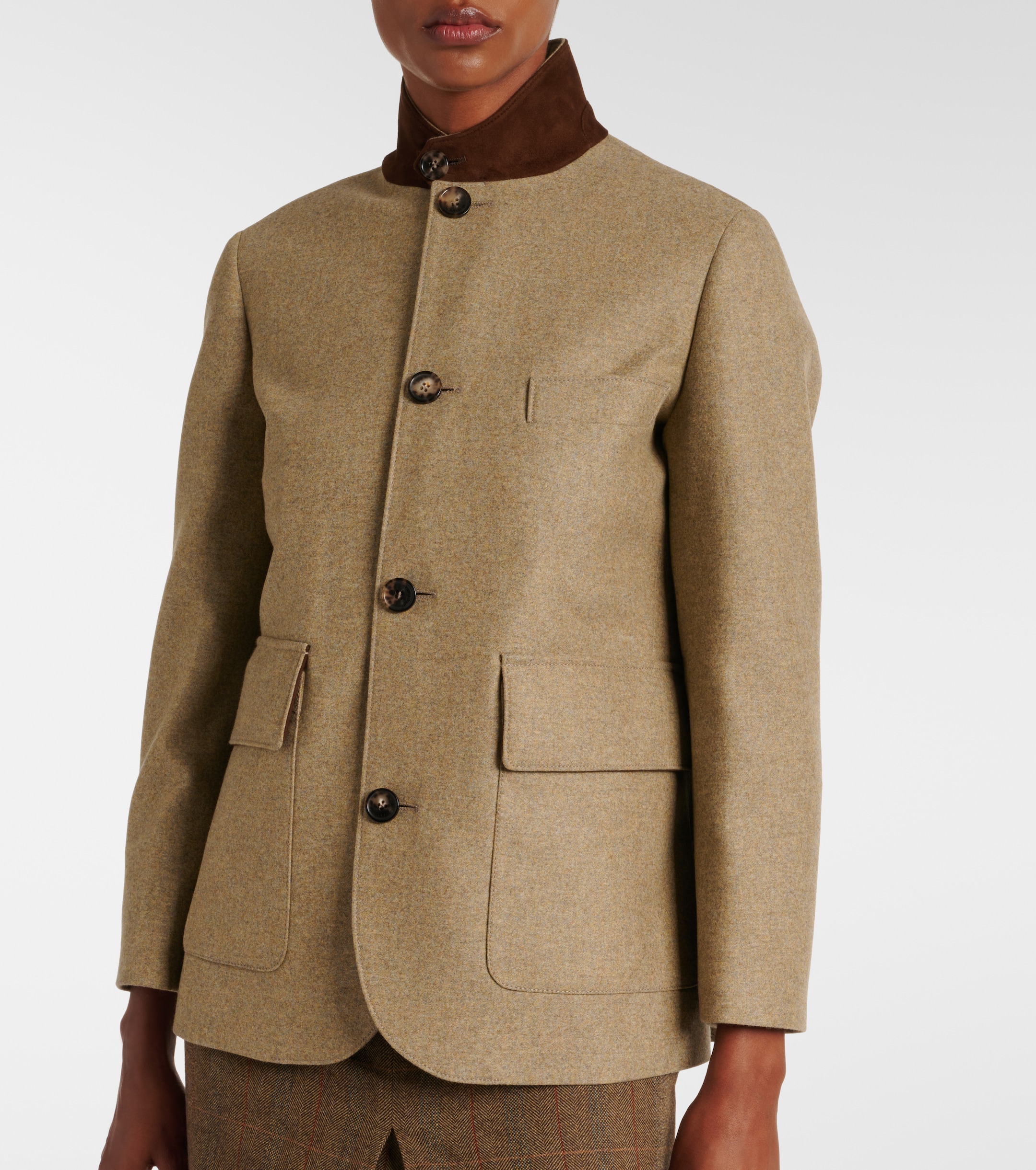 Loro Piana Roadster leather-trimmed wool-blend jacket 