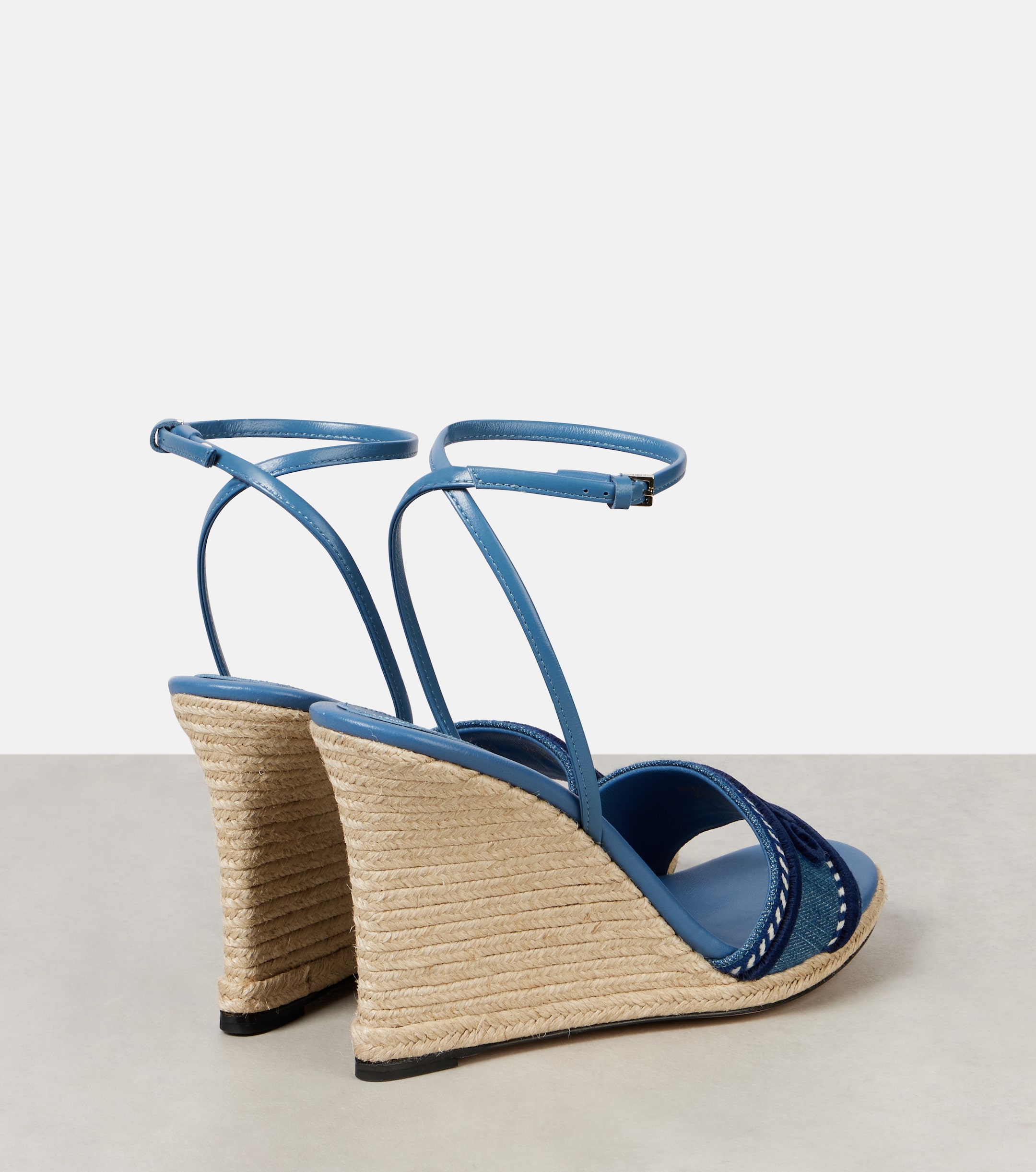Gucci Logo denim espadrille wedges thumbnail