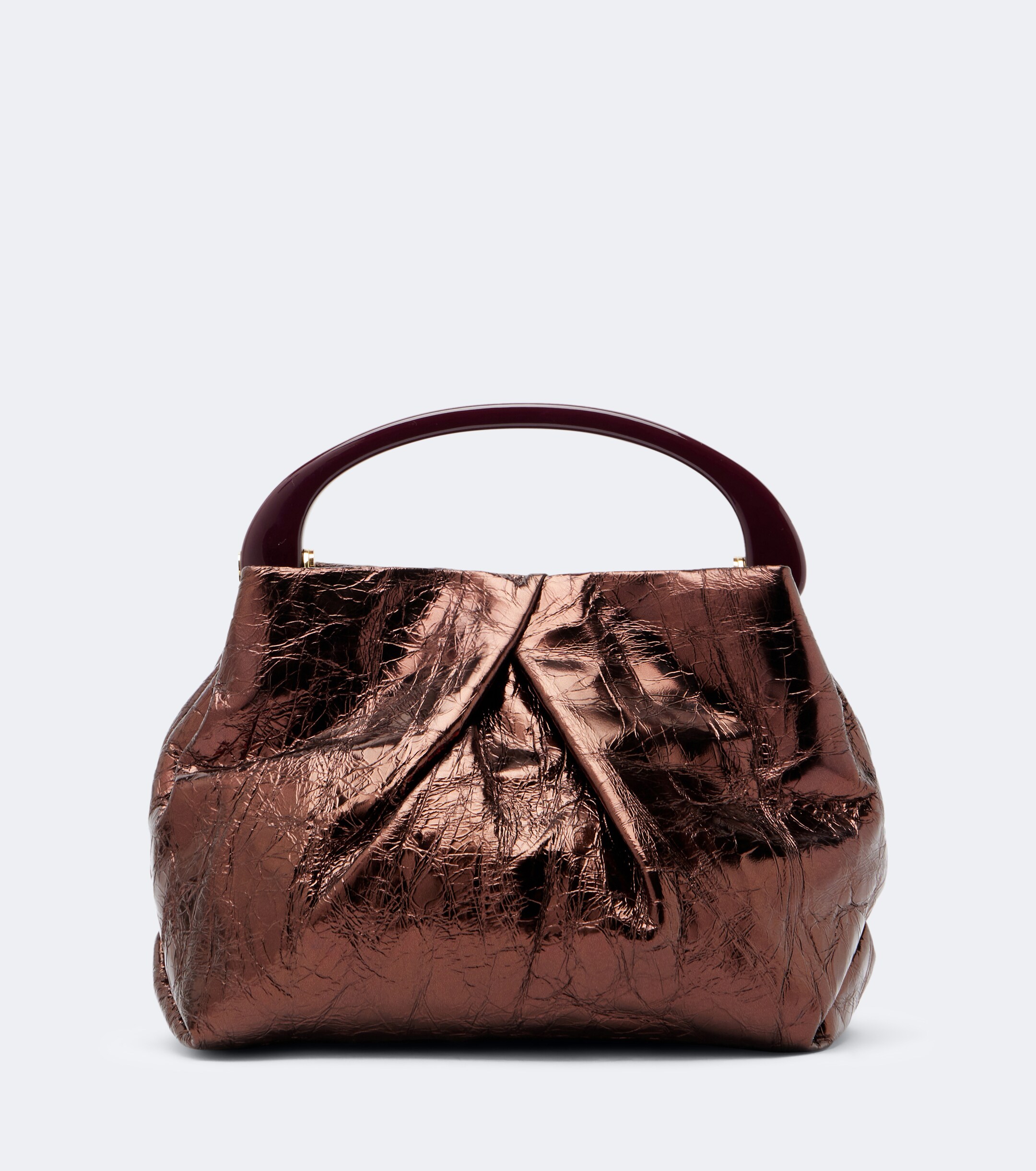 Dries Van Noten Mini metallic leather top-handle bag