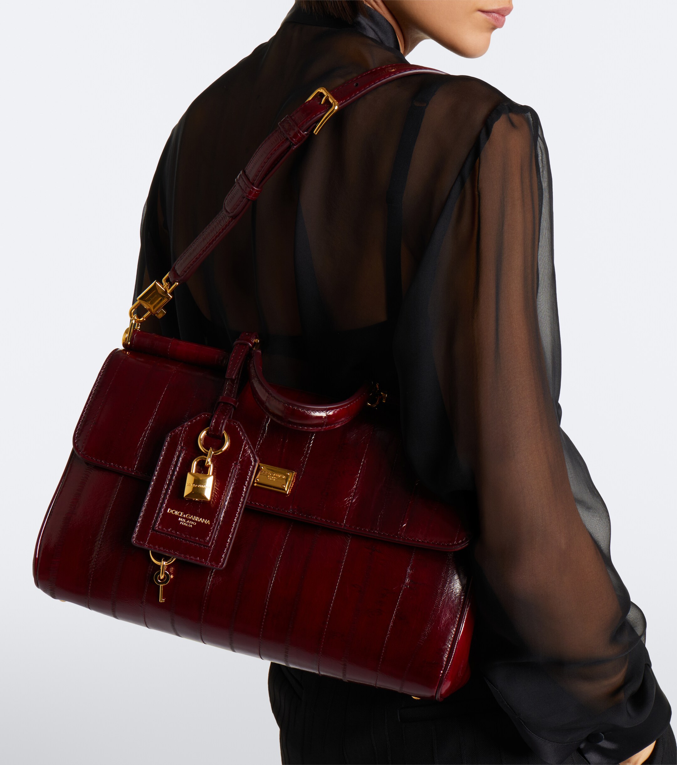 Dolce&Gabbana Dolce & Gabbana My Sicily Medium eel leather top-handle bag
