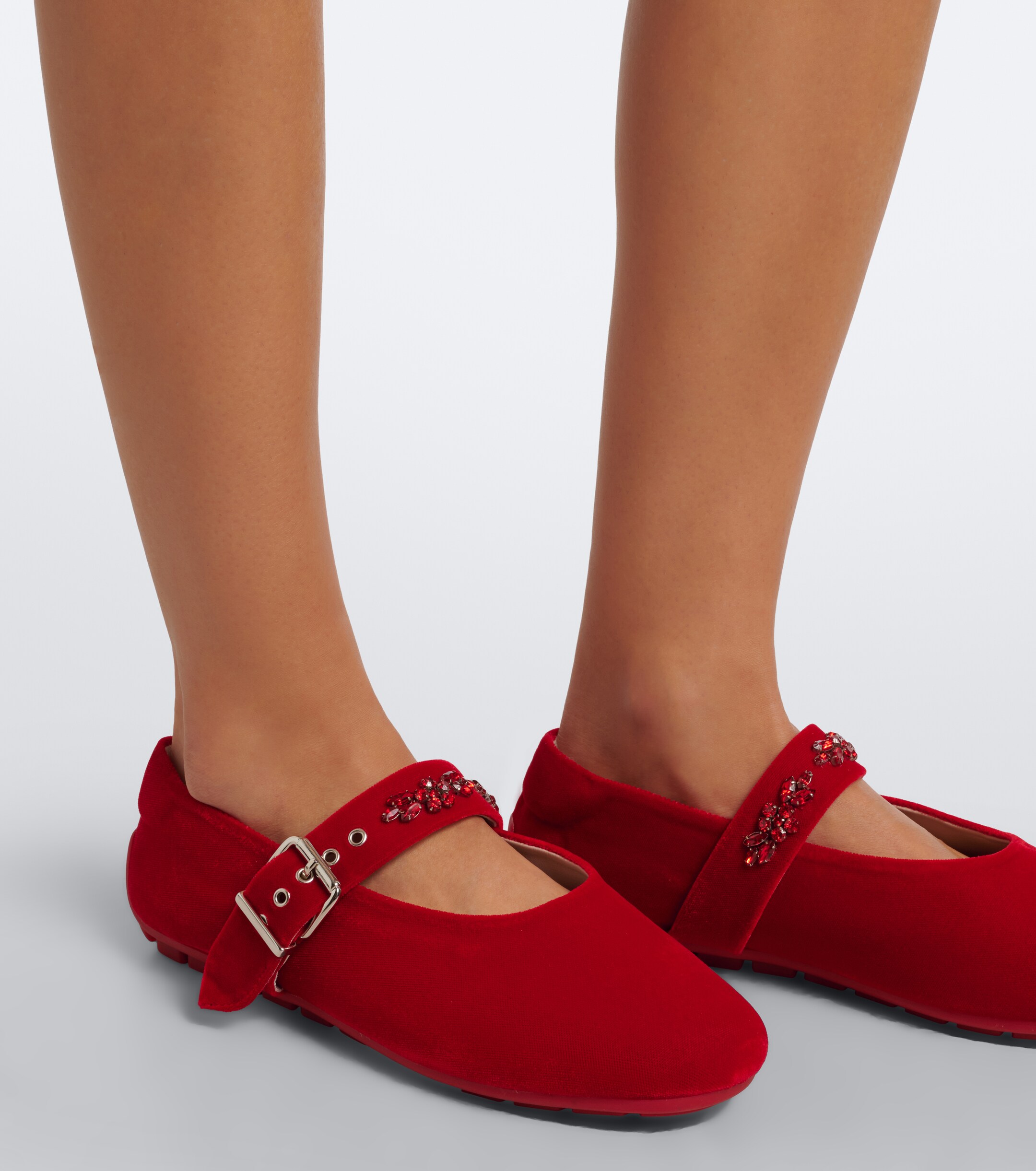 Simone Rocha Simone Rocha Embellished velvet Mary Jane flats