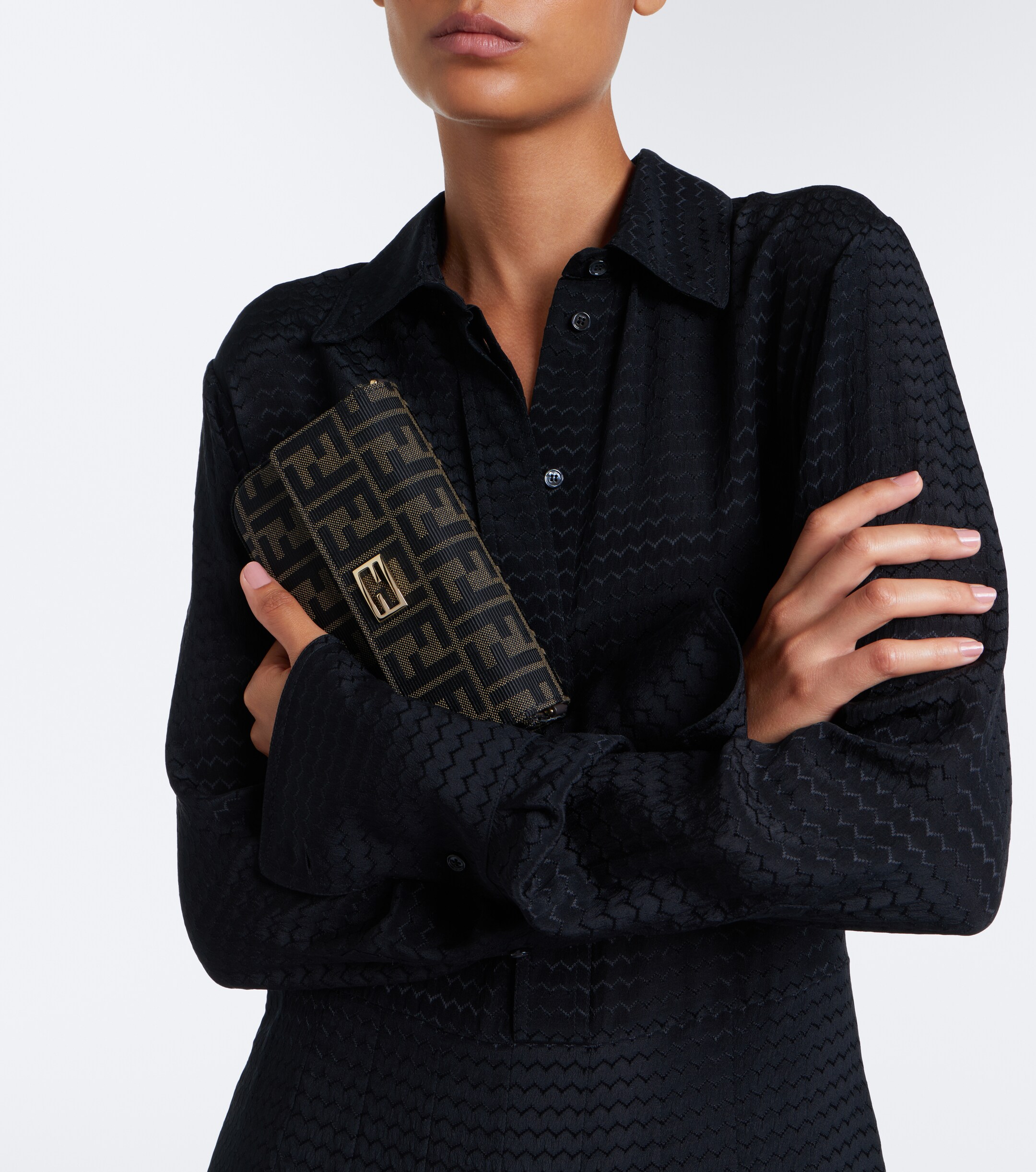 Fendi Tube FF Zucca jacquard wallet on chain