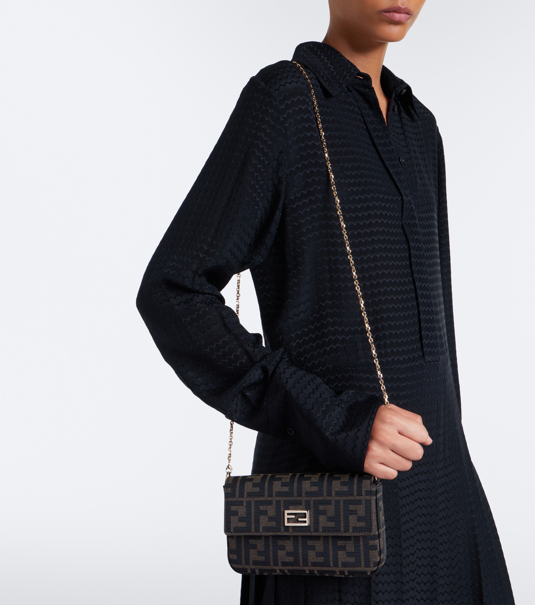 Fendi Tube FF Zucca jacquard wallet on chain