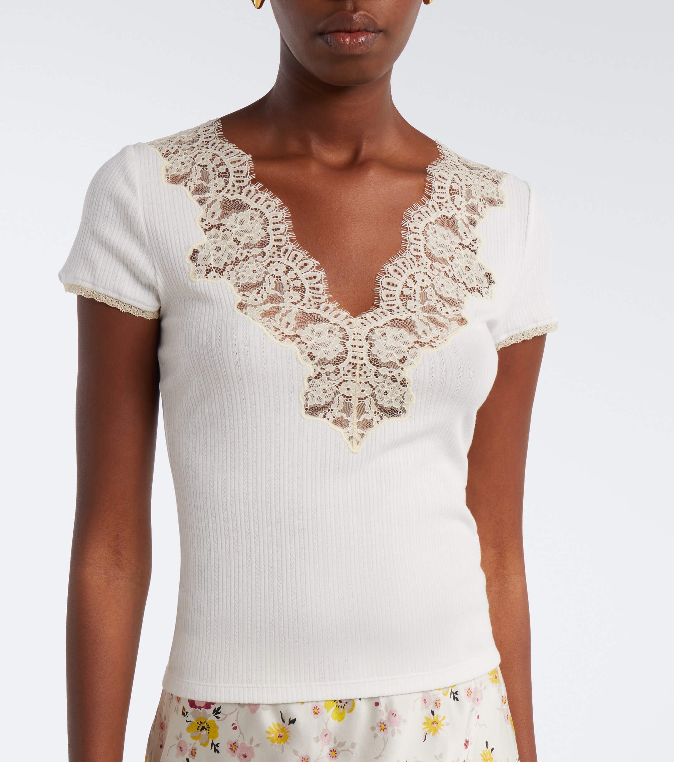 Dôen Dôen Nalia pointelle cotton-blend T-shirt