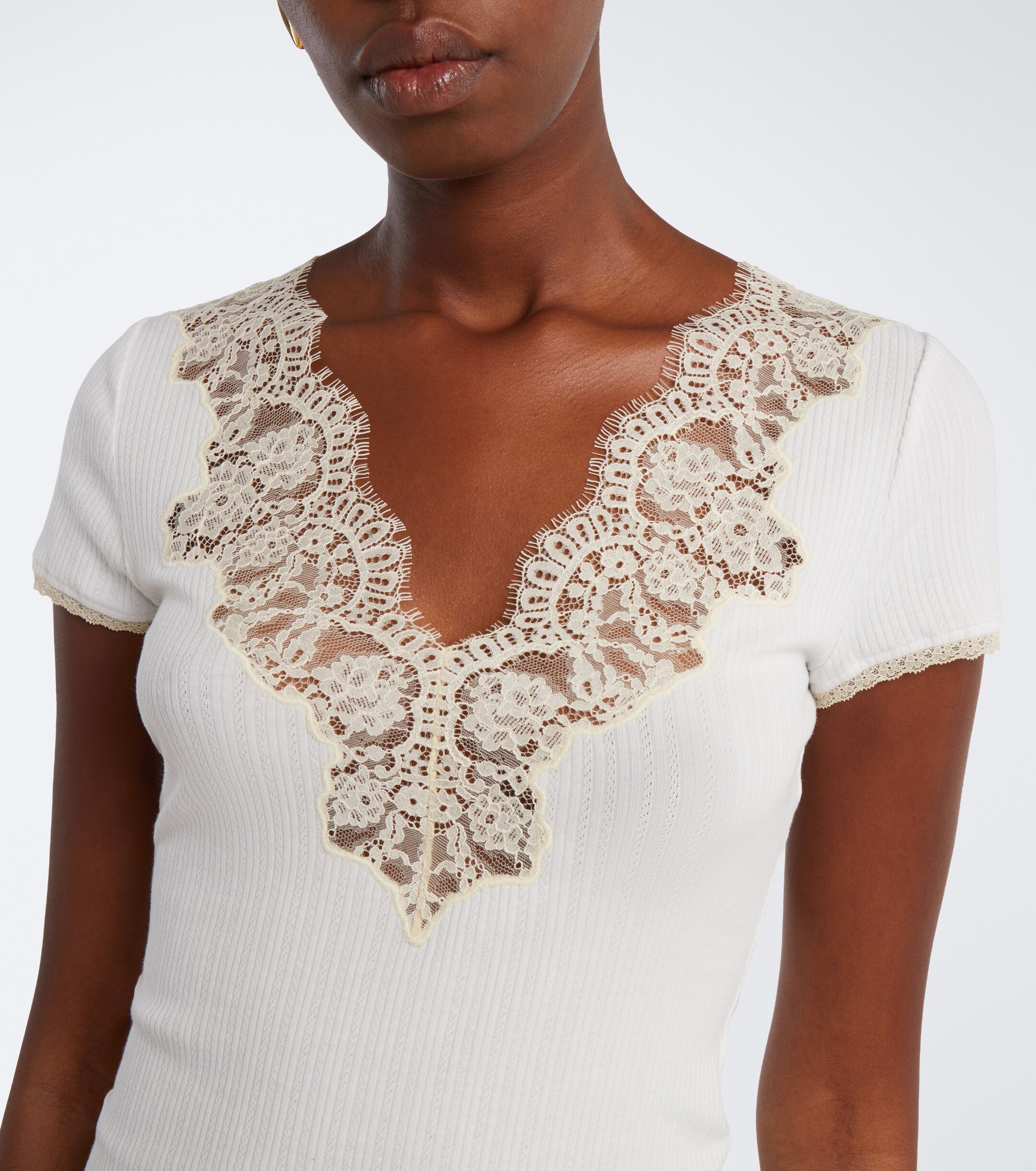 Dôen Dôen Nalia pointelle cotton-blend T-shirt