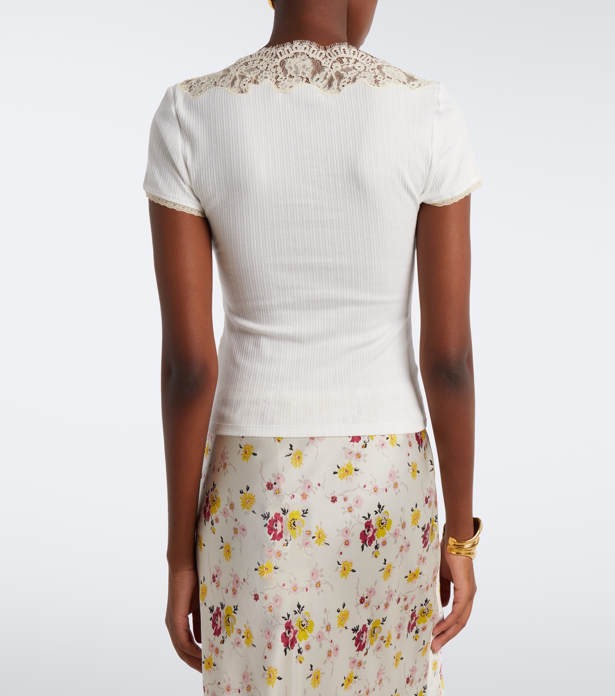 Dôen Dôen Nalia pointelle cotton-blend T-shirt