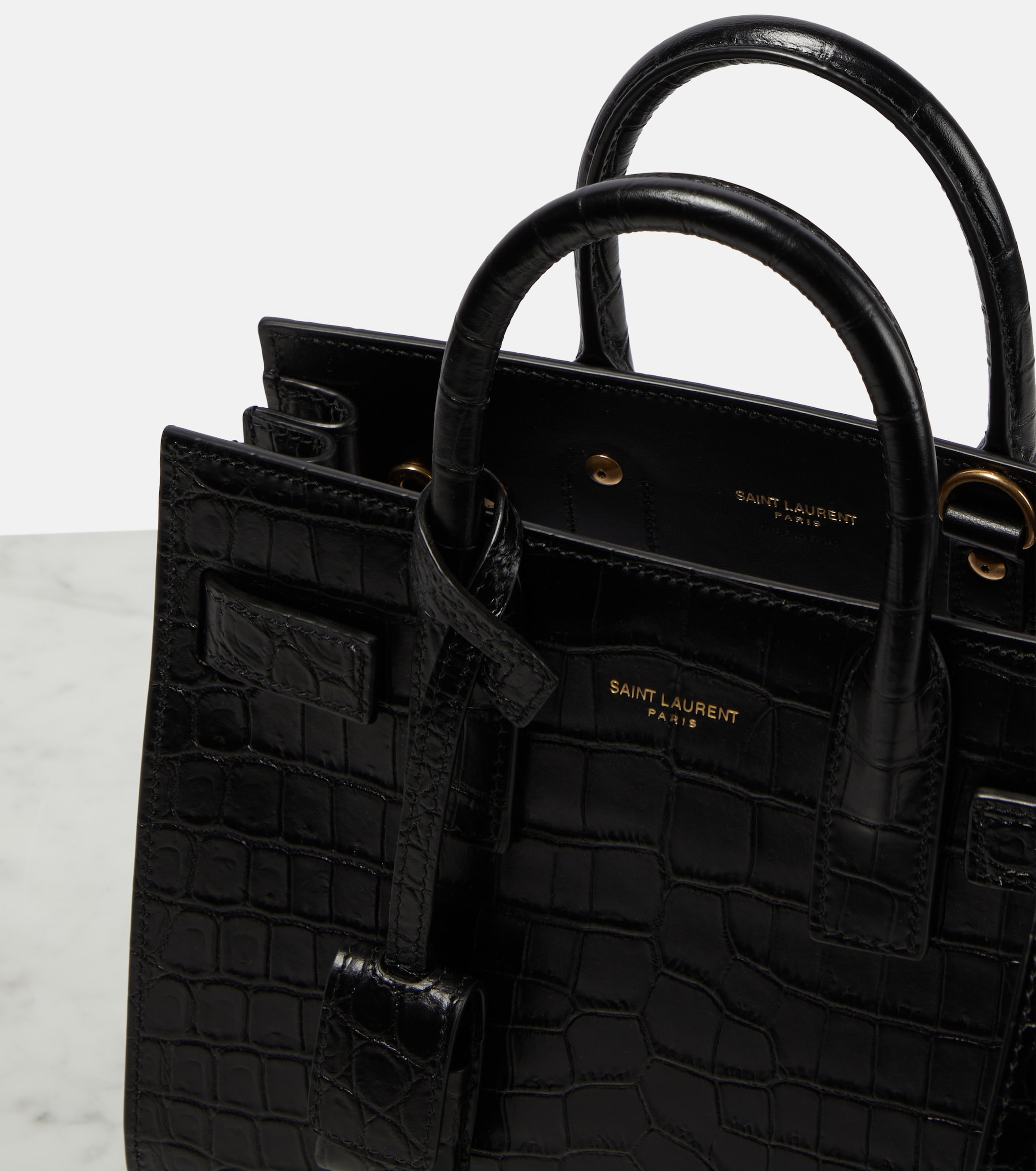 Saint Laurent Sac De Jour Nano croc-effect leather tote bag