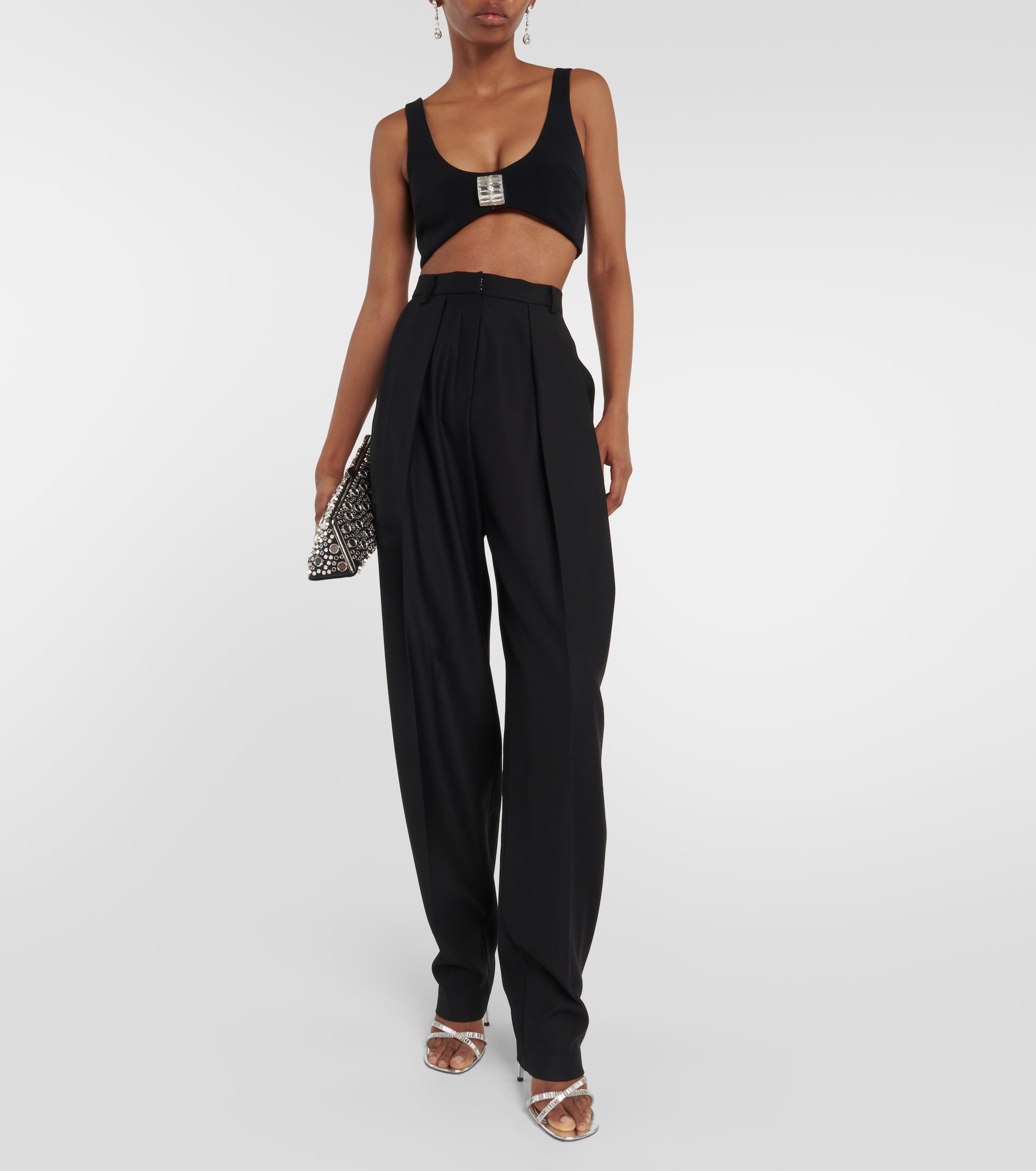 David Koma David Koma Embellished cady bra top